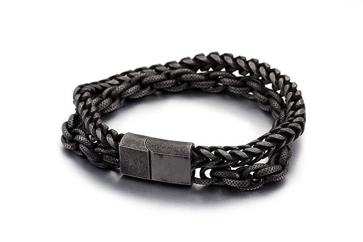 Jewelry Stainless Steel Double Layer Link Chain Bracelet Size ONE SIZE - 2 Thumbnail