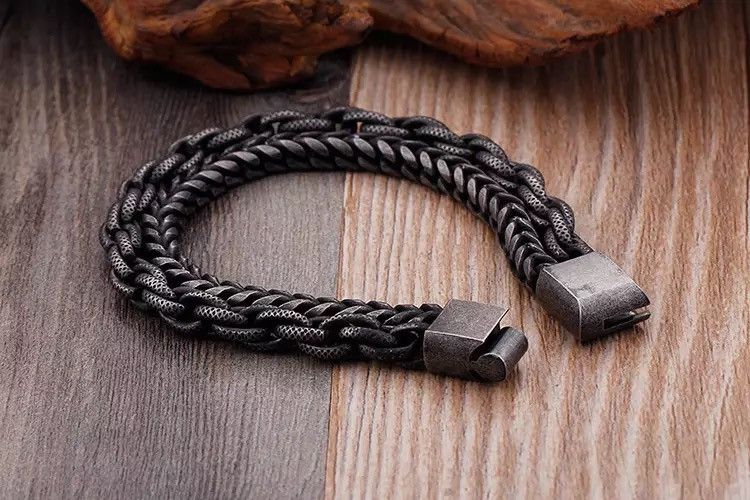 Jewelry Stainless Steel Double Layer Link Chain Bracelet Size ONE SIZE - 3 Thumbnail