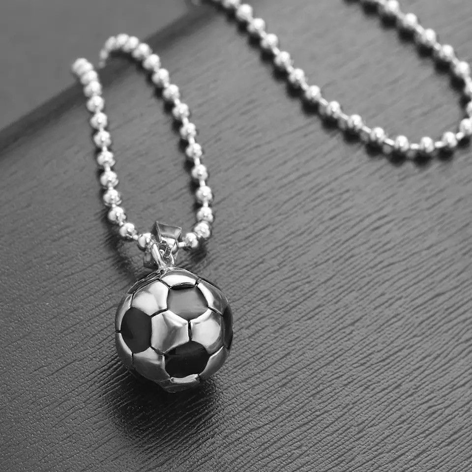 Jewelry Cool Stainless Steel Football Necklace Size ONE SIZE - 3 Thumbnail