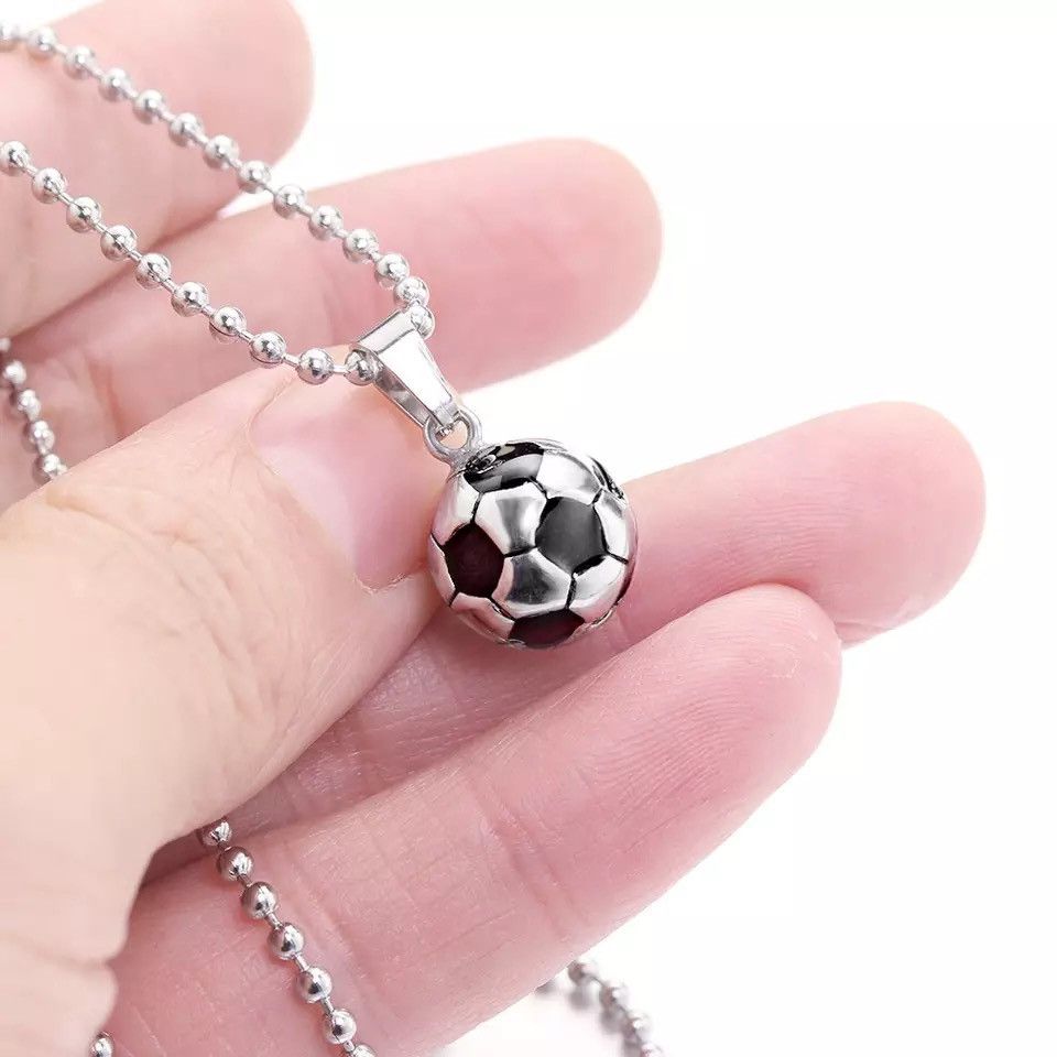 Jewelry Cool Stainless Steel Football Necklace Size ONE SIZE - 1 Thumbnail