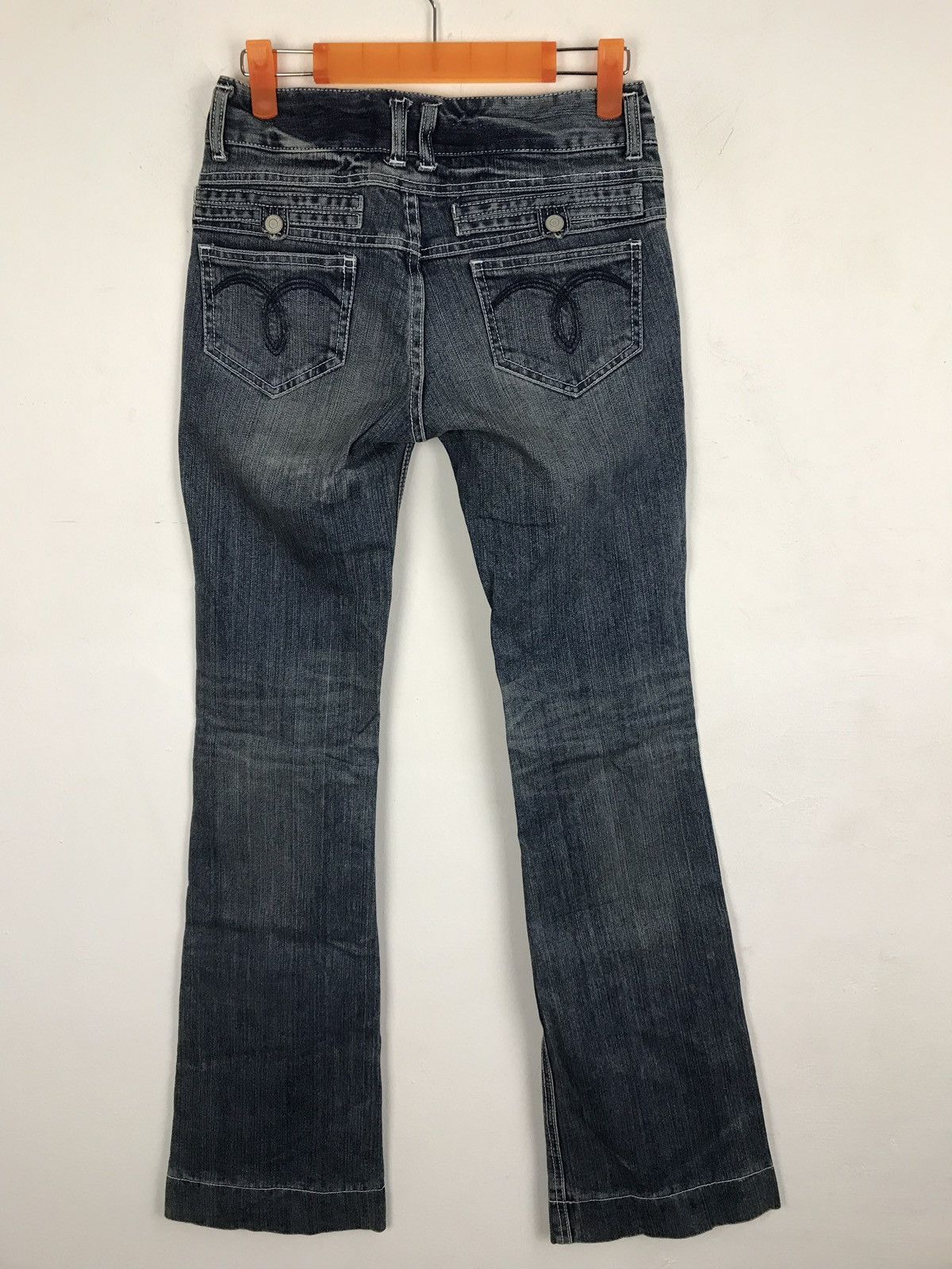 image of Link It All Distressed Denim Punk Style Bootcut in Blue, Women's (Size 26)
