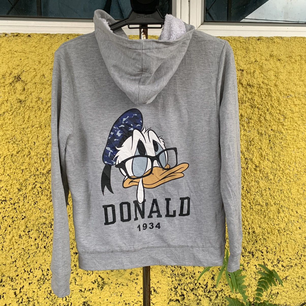 image of Disney Donald Duck Zipper Hoodie Fleece Inside in Grey, Men's (Size Medium)