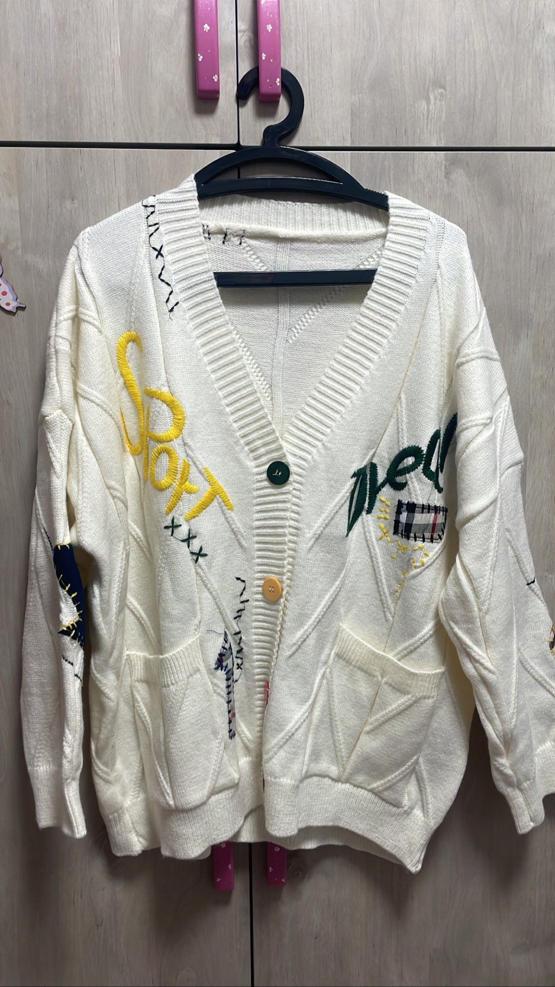 Japanese Brand New Pocket Embroidery Fashion Knit Cardigans Size L / US 10 / IT 46 - 6 Thumbnail