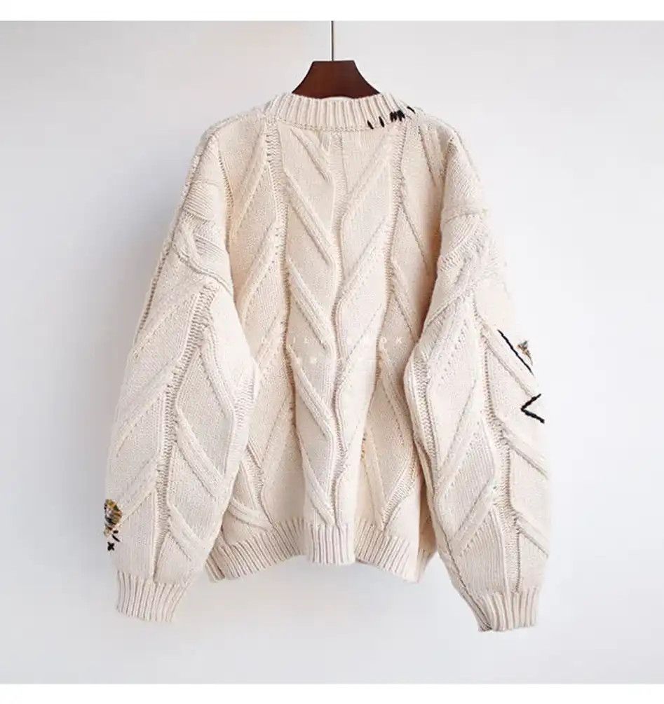 Japanese Brand New Pocket Embroidery Fashion Knit Cardigans Size L / US 10 / IT 46 - 5 Thumbnail