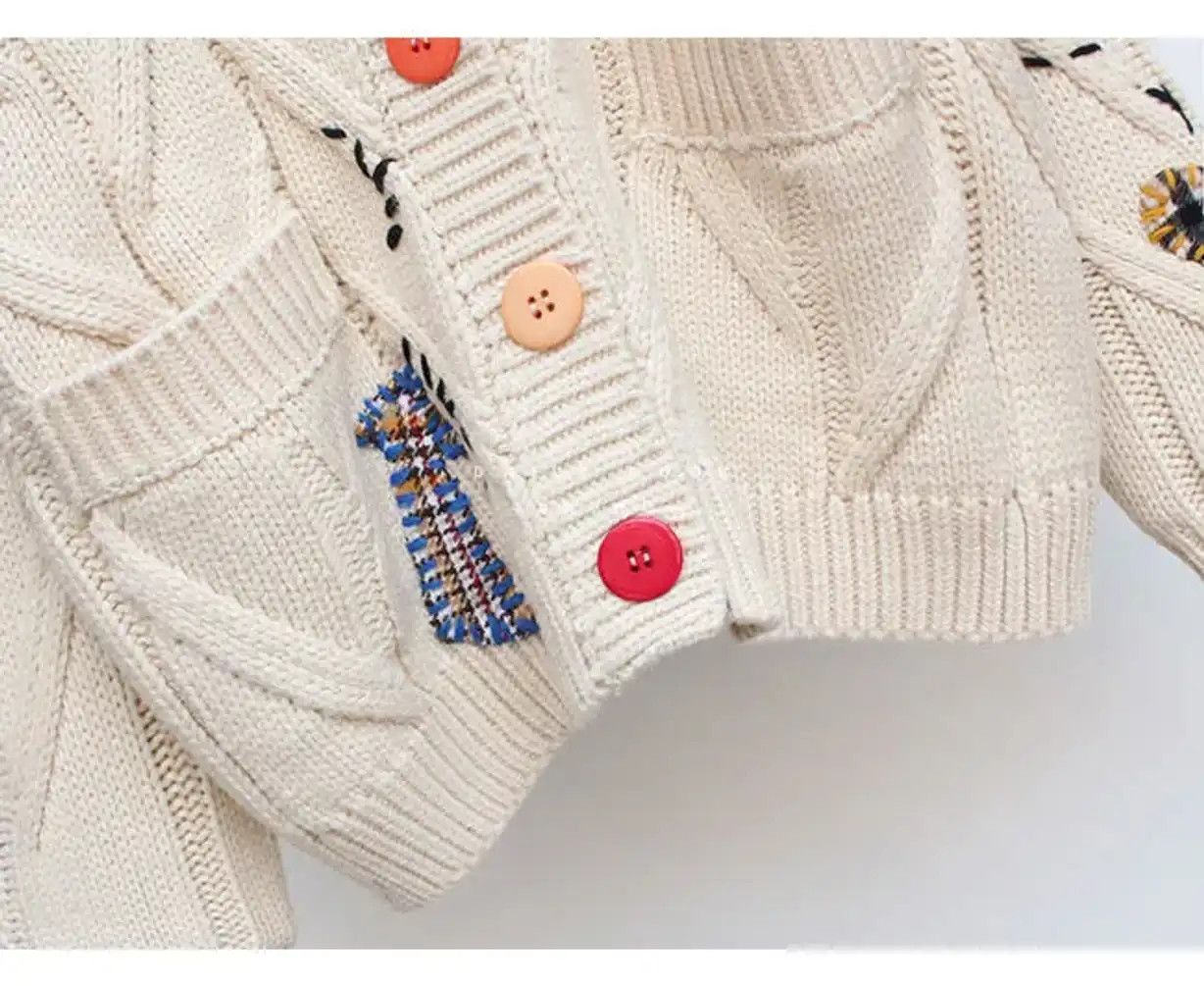 Japanese Brand New Pocket Embroidery Fashion Knit Cardigans Size XL / US 12-14 / IT 48-50 - 3 Thumbnail