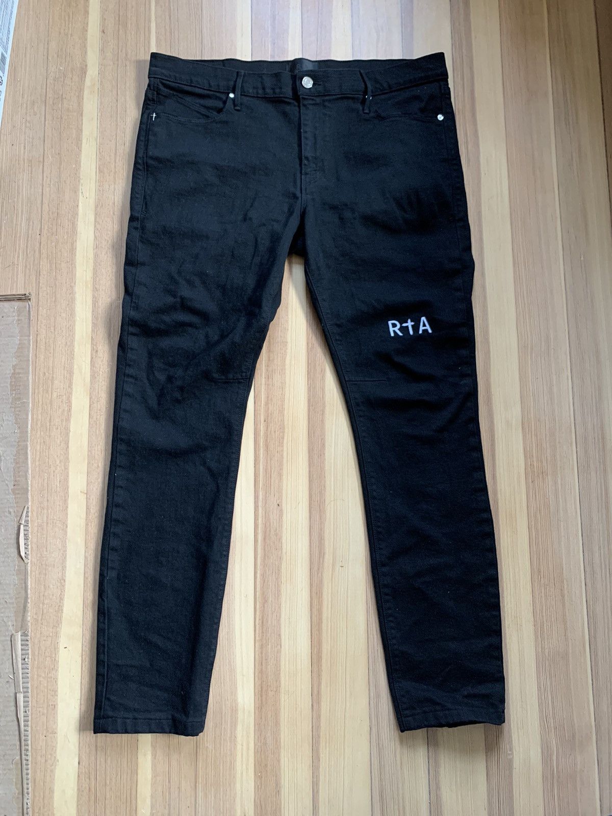 Rta Black Knee Logo Skinny Jeans | Grailed