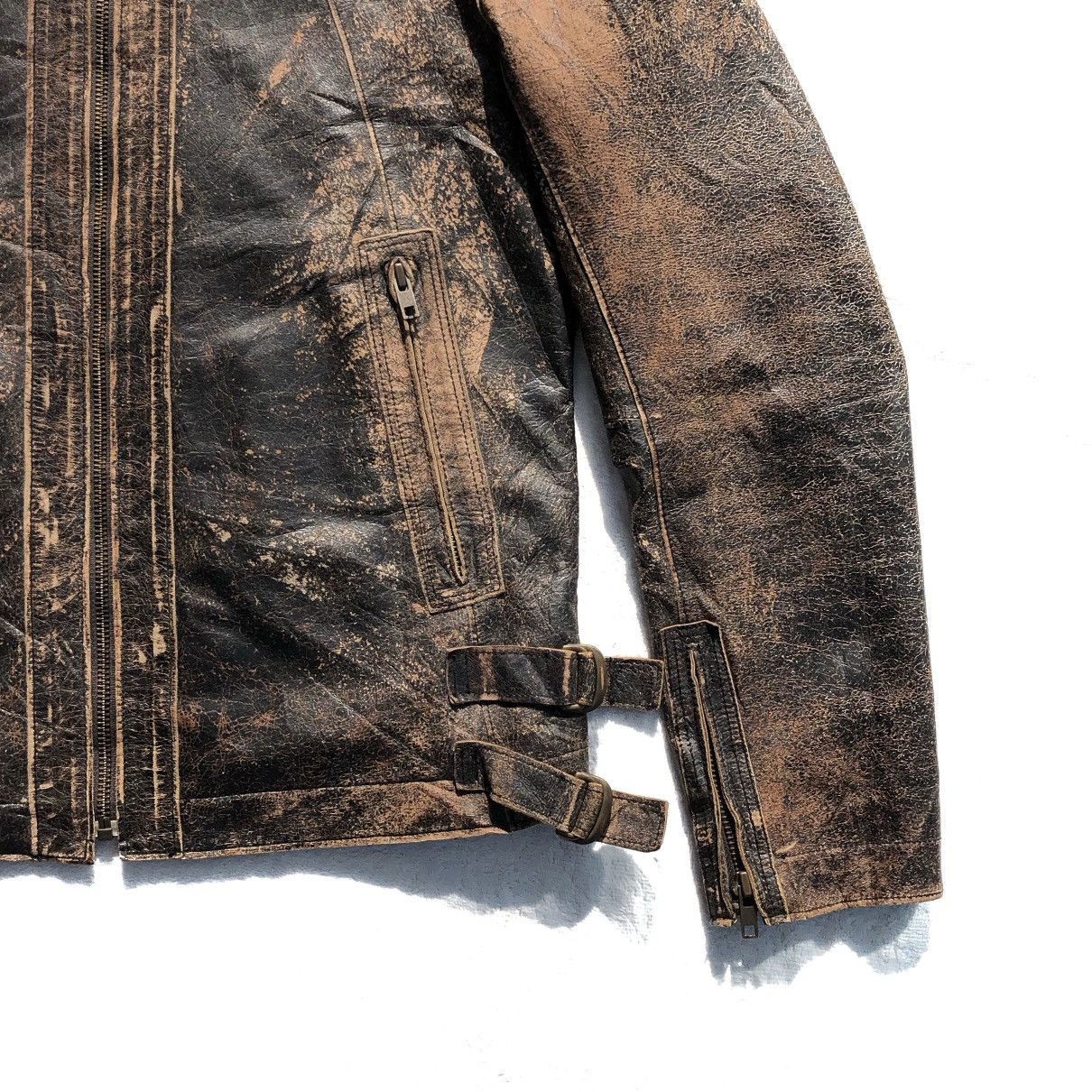 Issey Miyake Vintage Tete Homme Faded Sheepskin Leather Biker Jacket Size US M / EU 48-50 / 2 - 7 Thumbnail