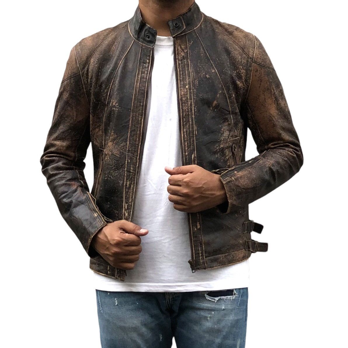 Issey Miyake Vintage Tete Homme Faded Sheepskin Leather Biker Jacket Size US M / EU 48-50 / 2 - 10 Thumbnail