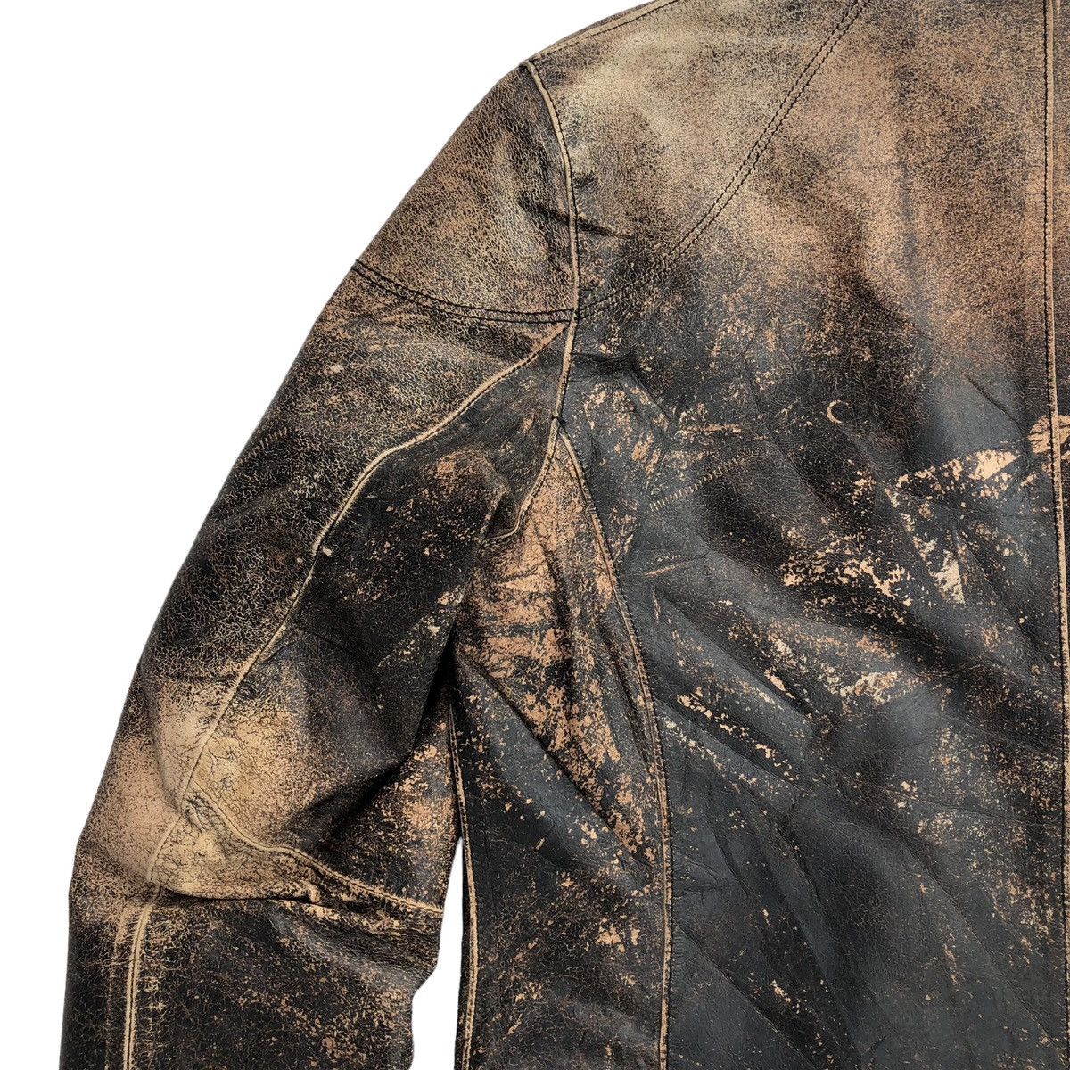 Issey Miyake Vintage Tete Homme Faded Sheepskin Leather Biker Jacket Size US M / EU 48-50 / 2 - 17 Thumbnail