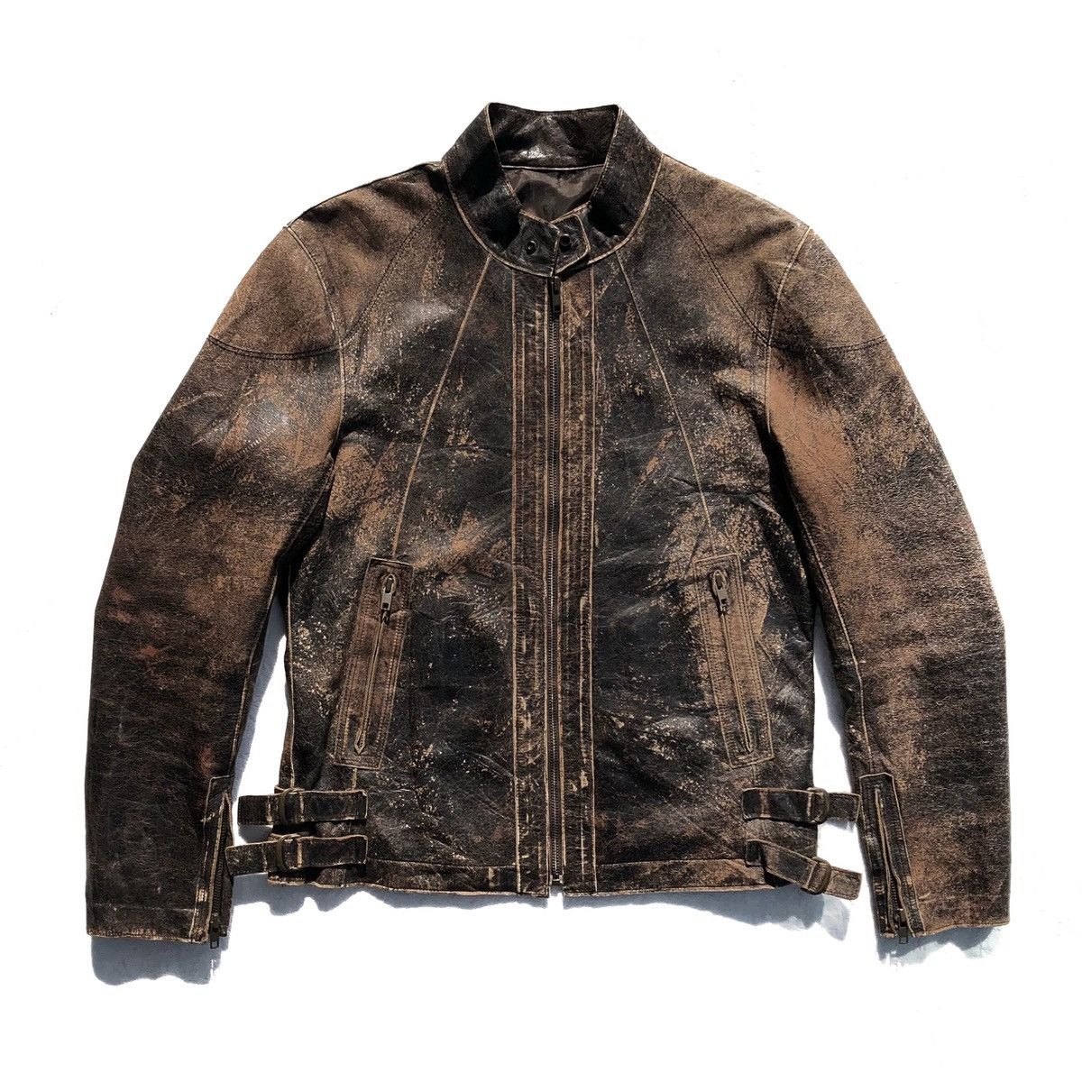 Issey Miyake Vintage Tete Homme Faded Sheepskin Leather Biker Jacket Size US M / EU 48-50 / 2 - 12 Thumbnail