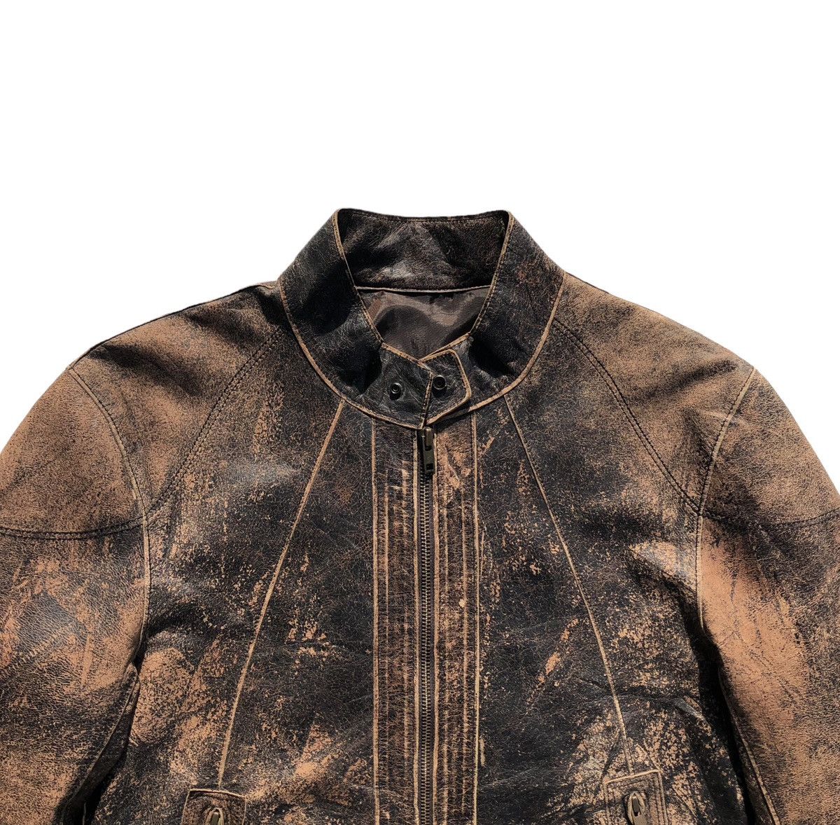 Issey Miyake Vintage Tete Homme Faded Sheepskin Leather Biker Jacket Size US M / EU 48-50 / 2 - 5 Thumbnail