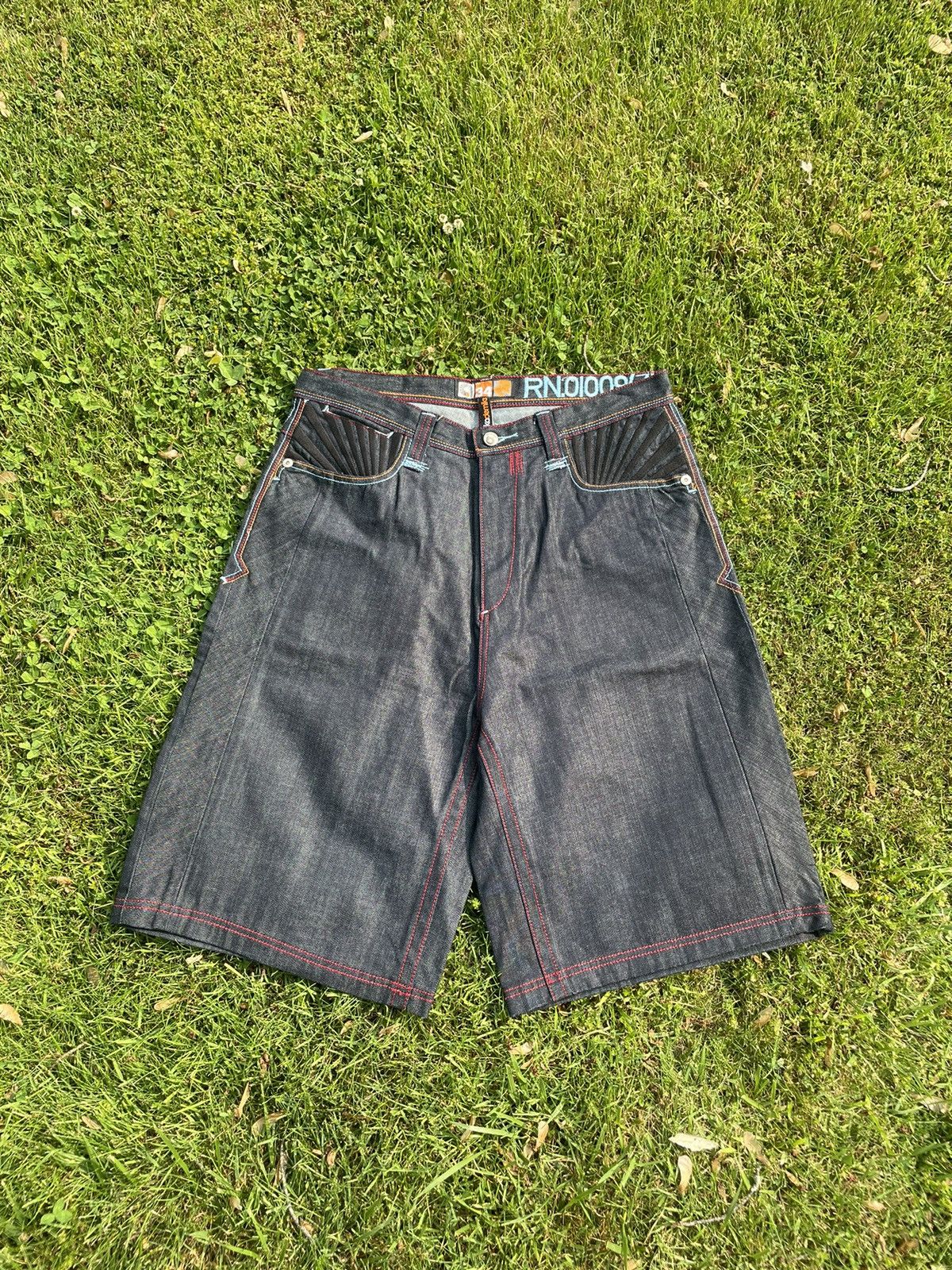 Akademiks Vintage Y2K Akademiks Baggy Embroidered Denim Jean Shorts Size US 34 / EU 50 - 5 Thumbnail
