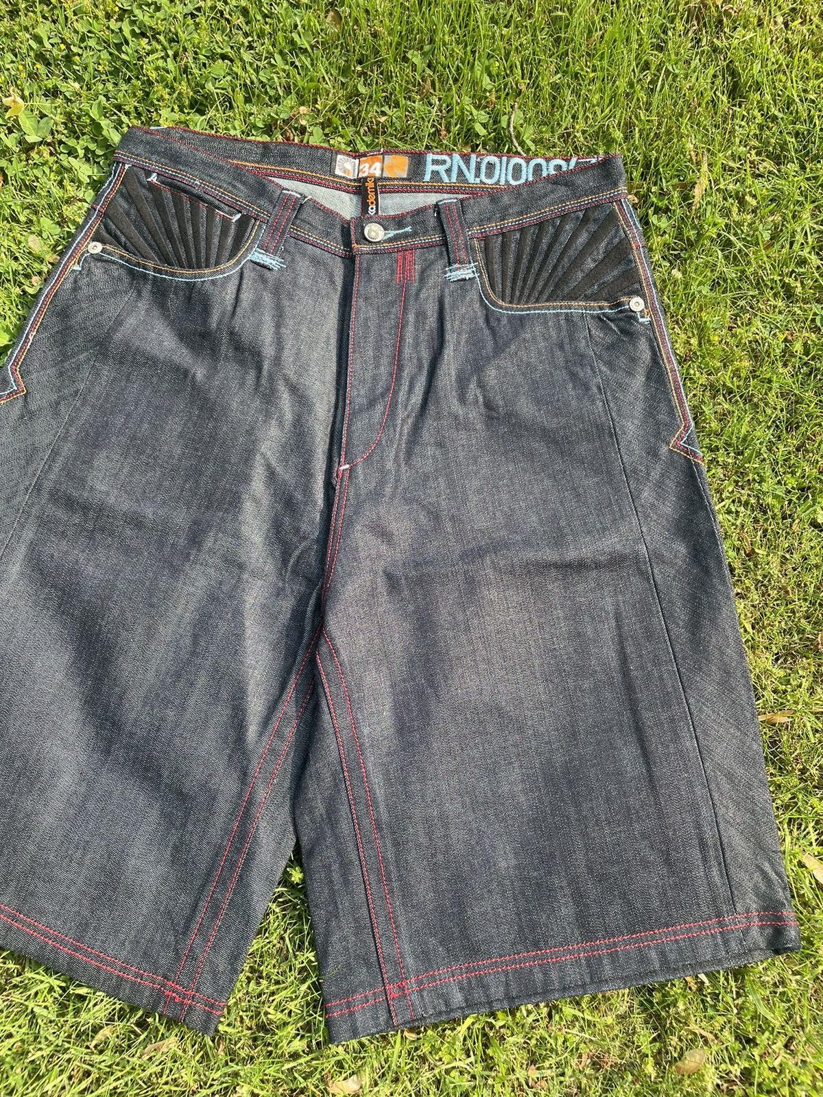 Akademiks Vintage Y2K Akademiks Baggy Embroidered Denim Jean Shorts Size US 34 / EU 50 - 6 Thumbnail