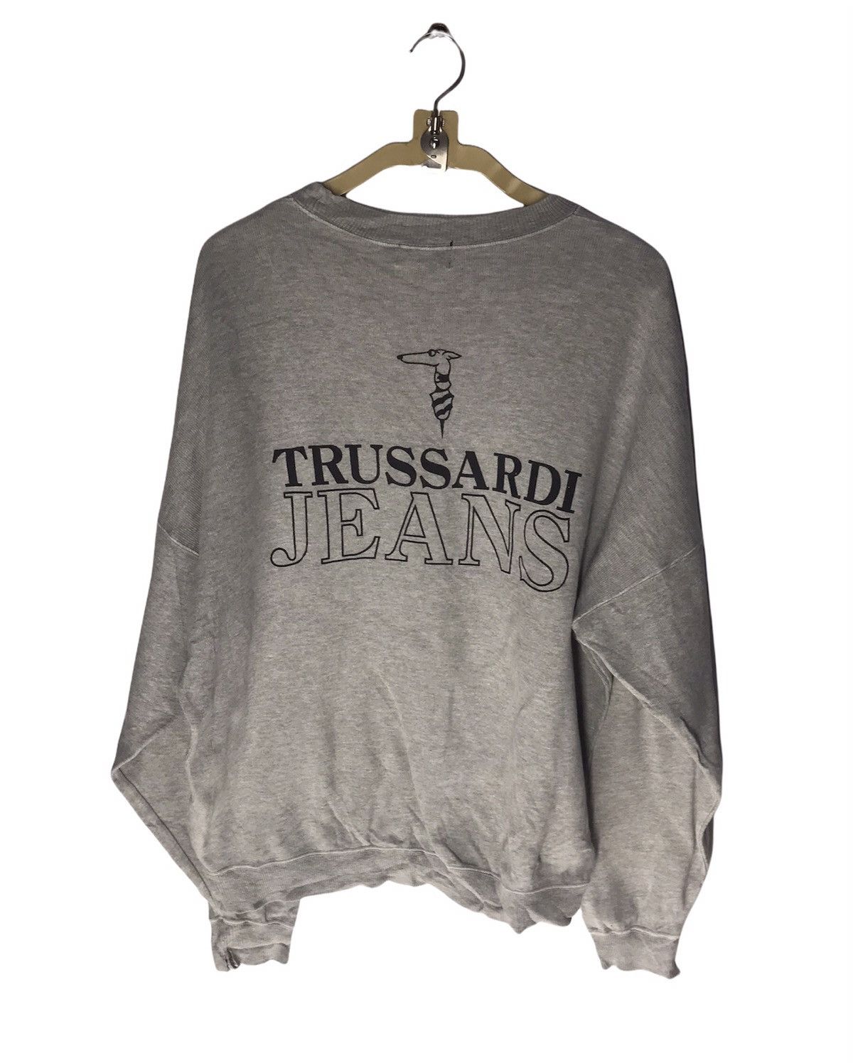 Trussardi jeans back big spell distressed crewneck swetshirt