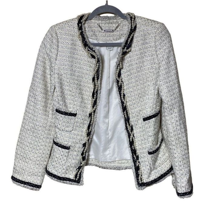 White House Black Market White house black market tweed faux pearl