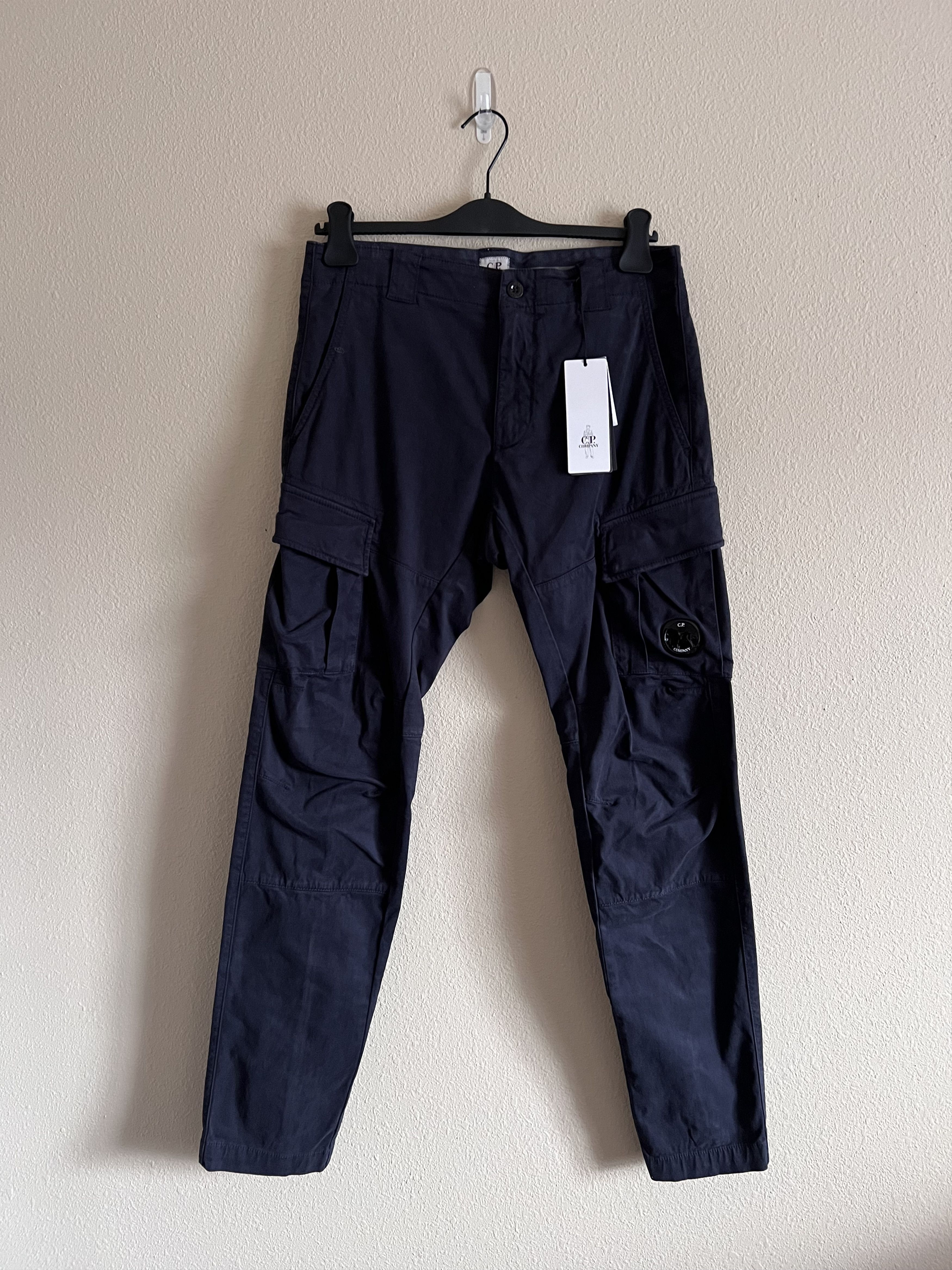 image of C P Company Stretch Satin Cargo Pants In Navy, Men's (Size 30)