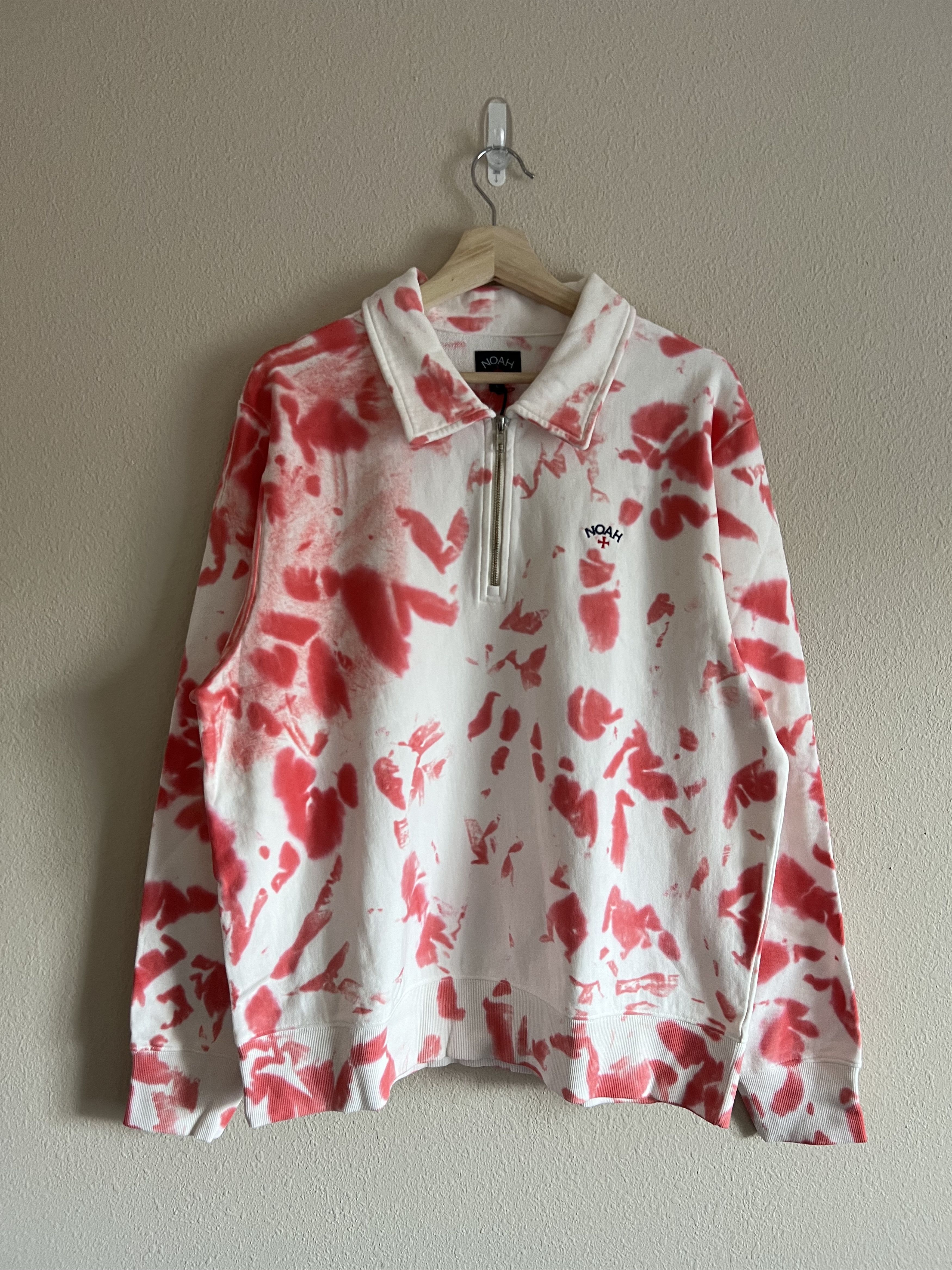 Noah Noah Splatter Dye Half Zip Pullover in Red Size US L / EU 52-54 / 3 - 1 Thumbnail
