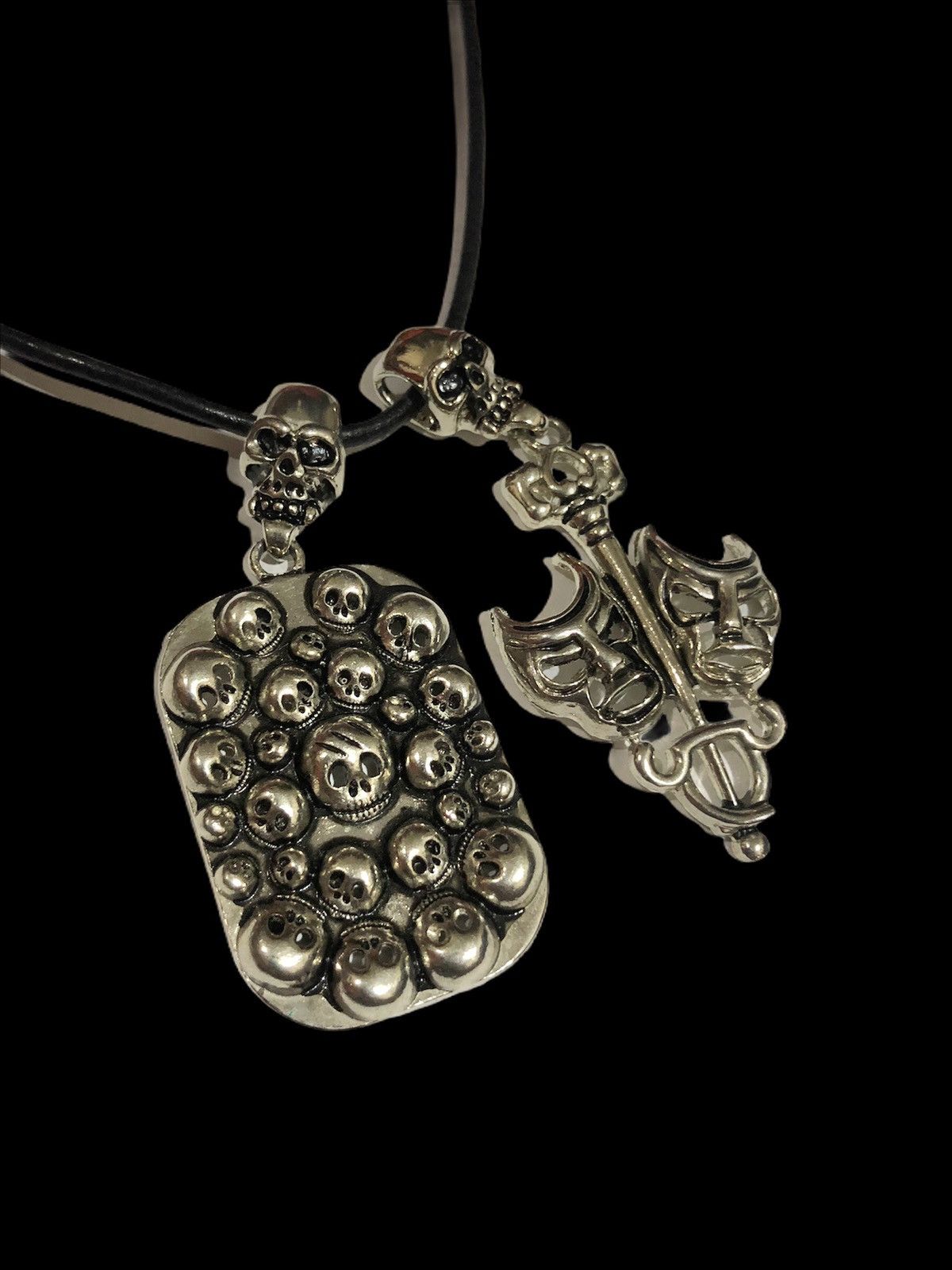 Pre-owned Jewelry X Skulls Dopemillion Pendant Necklace Like Number Nine In Silver