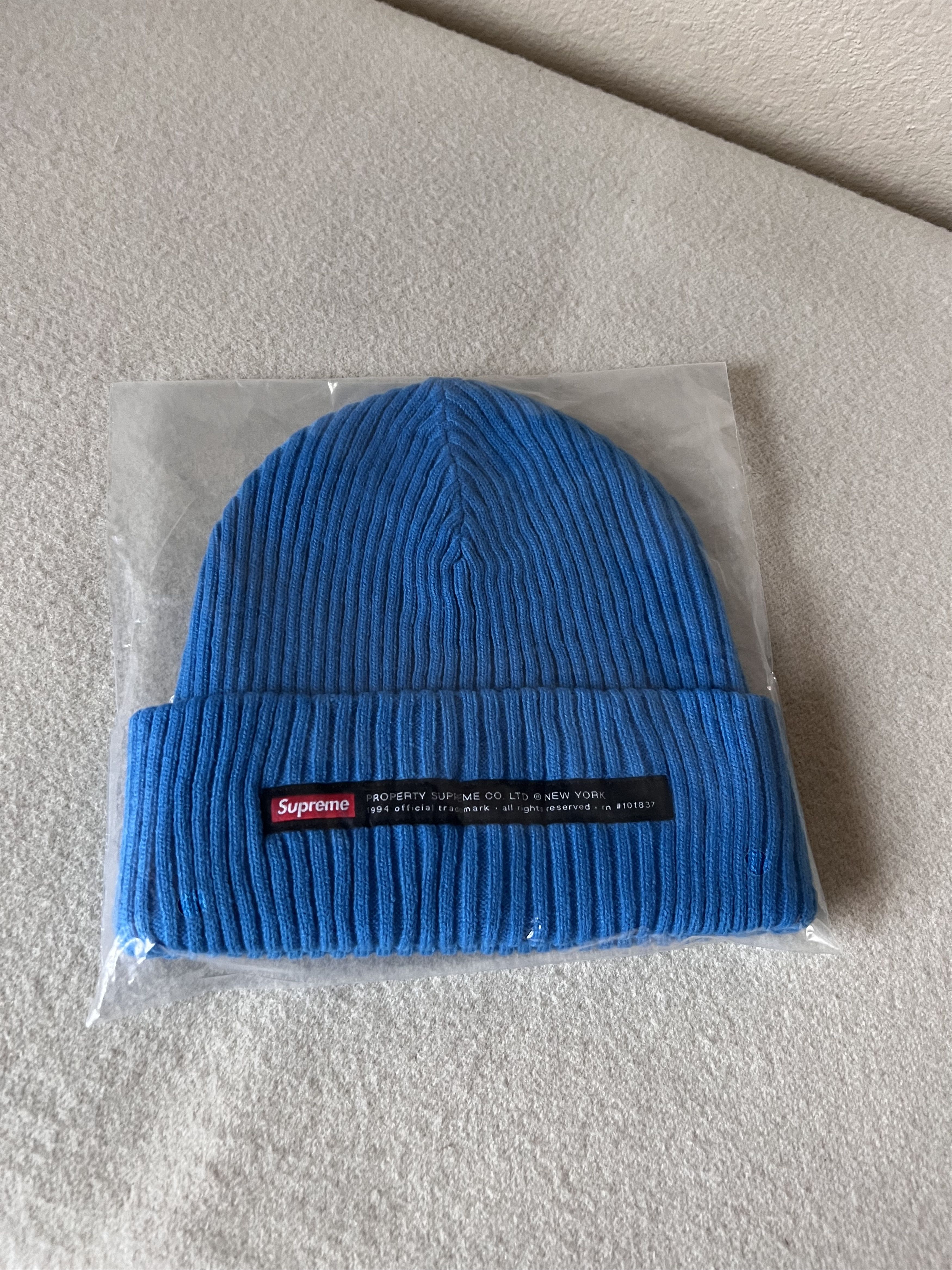 Buy Supreme 22AW Property Label Beanie Beanie Knit Cap Blue - Blue