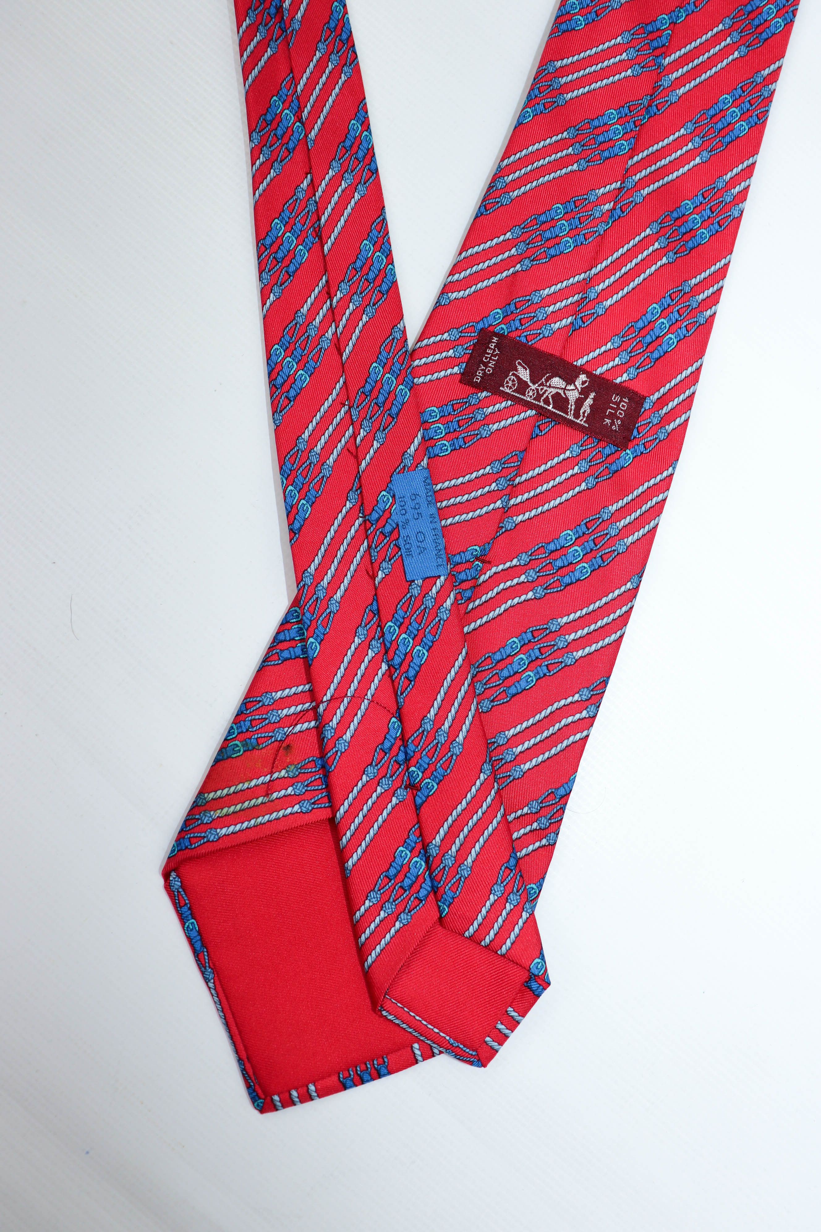 Hermes Hermes Paris Vintage Buckle Pattern Print Graphics Silk Tie Size ONE SIZE - 15 Thumbnail