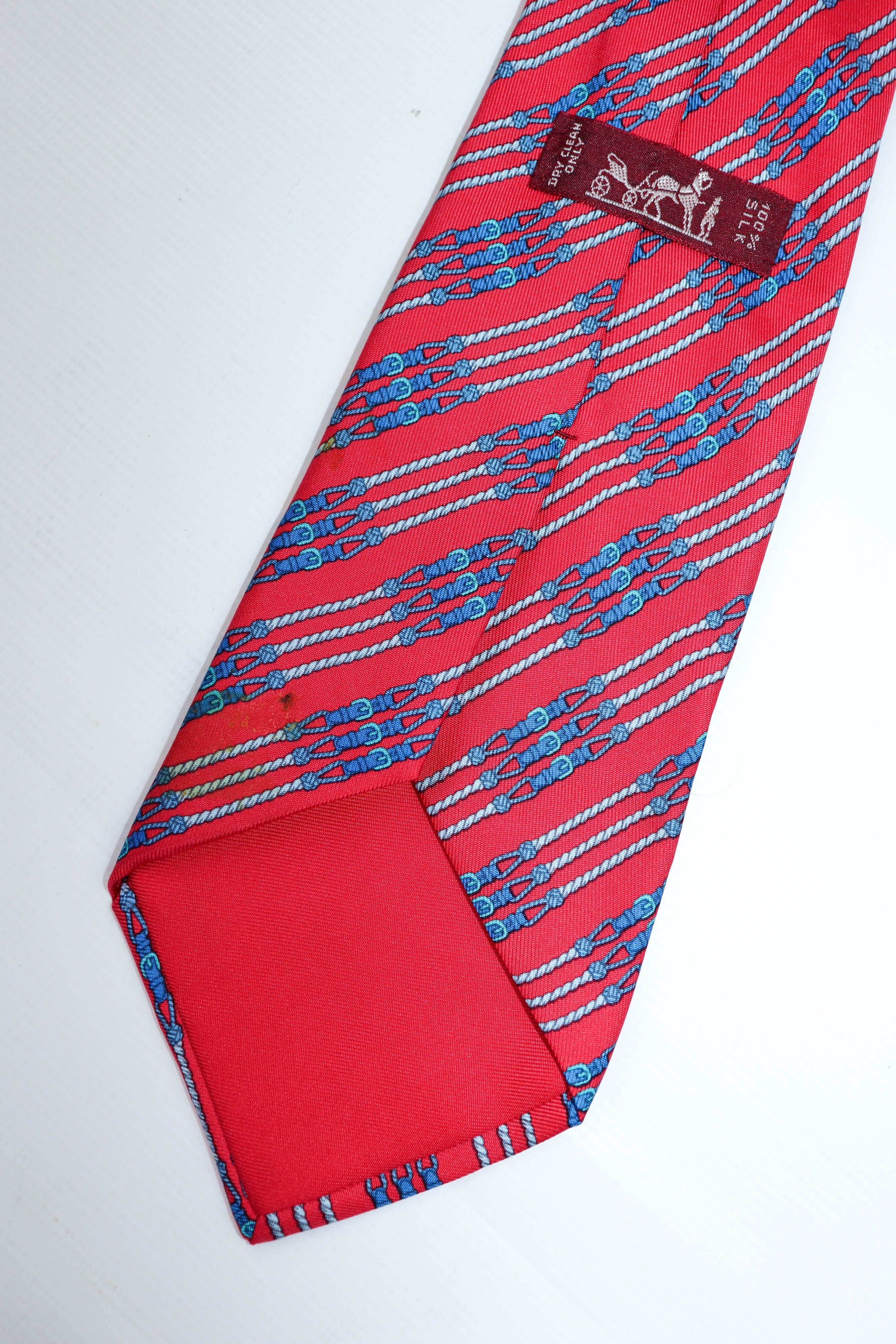 Hermes Hermes Paris Vintage Buckle Pattern Print Graphics Silk Tie Size ONE SIZE - 10 Thumbnail