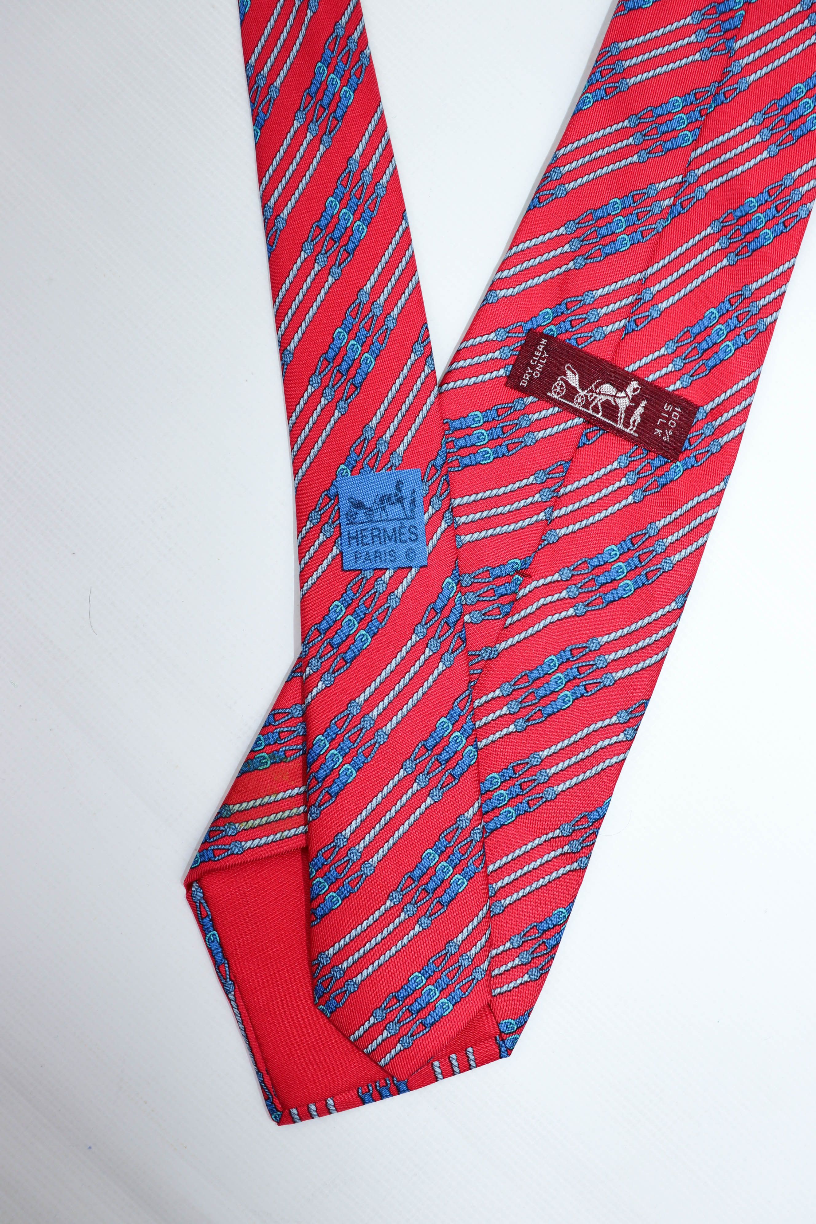Hermes Hermes Paris Vintage Buckle Pattern Print Graphics Silk Tie Size ONE SIZE - 14 Thumbnail