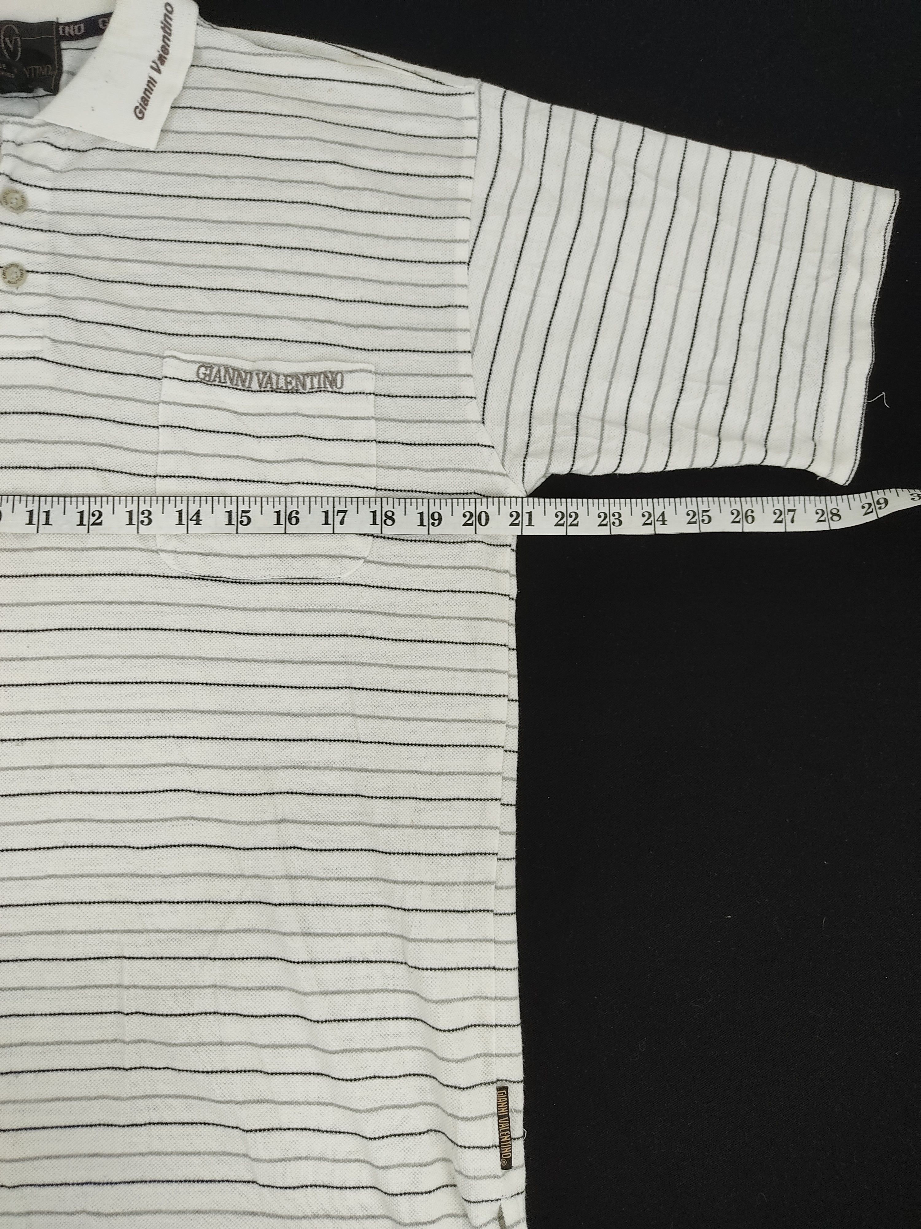 Designer Gianni Valentino Italy Polo Tee T-shirt Striped Design Size US L / EU 52-54 / 3 - 6 Thumbnail