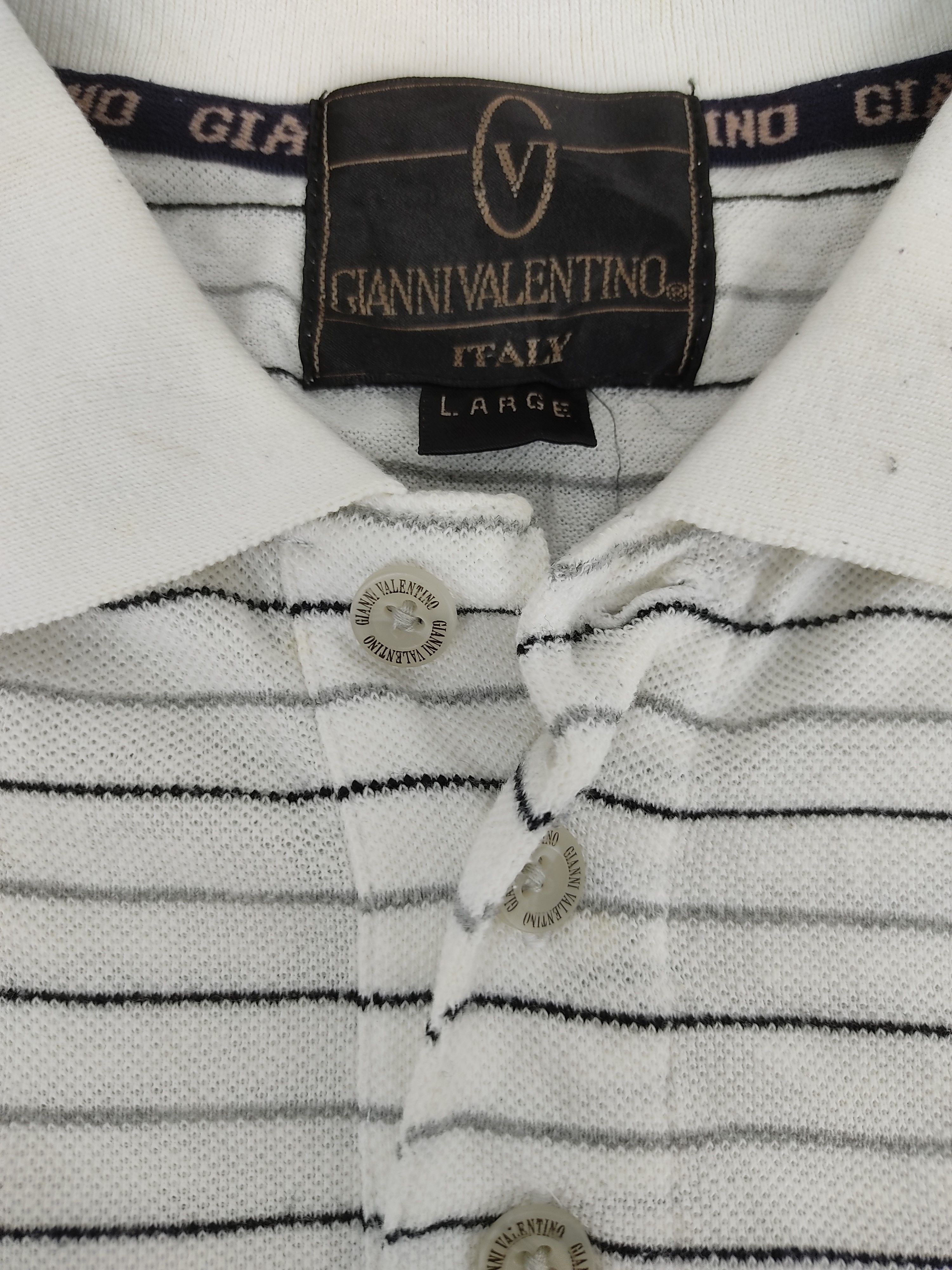 Designer Gianni Valentino Italy Polo Tee T-shirt Striped Design Size US L / EU 52-54 / 3 - 3 Thumbnail