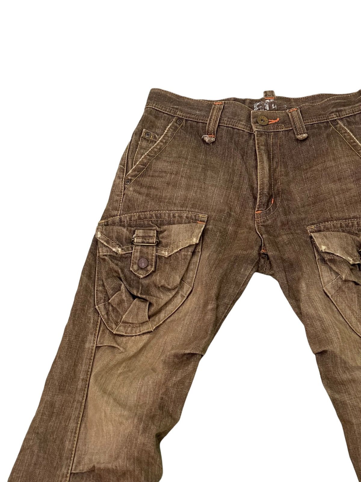 Japanese Brand Flare Cargo Jeans Edwin Bush Denim Wide Leg 8🟦 Size US 31 - 5 Thumbnail