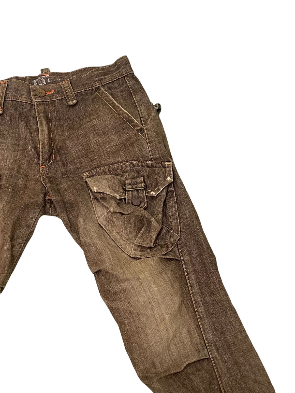 Japanese Brand Flare Cargo Jeans Edwin Bush Denim Wide Leg 8🟦 Size US 31 - 4 Thumbnail