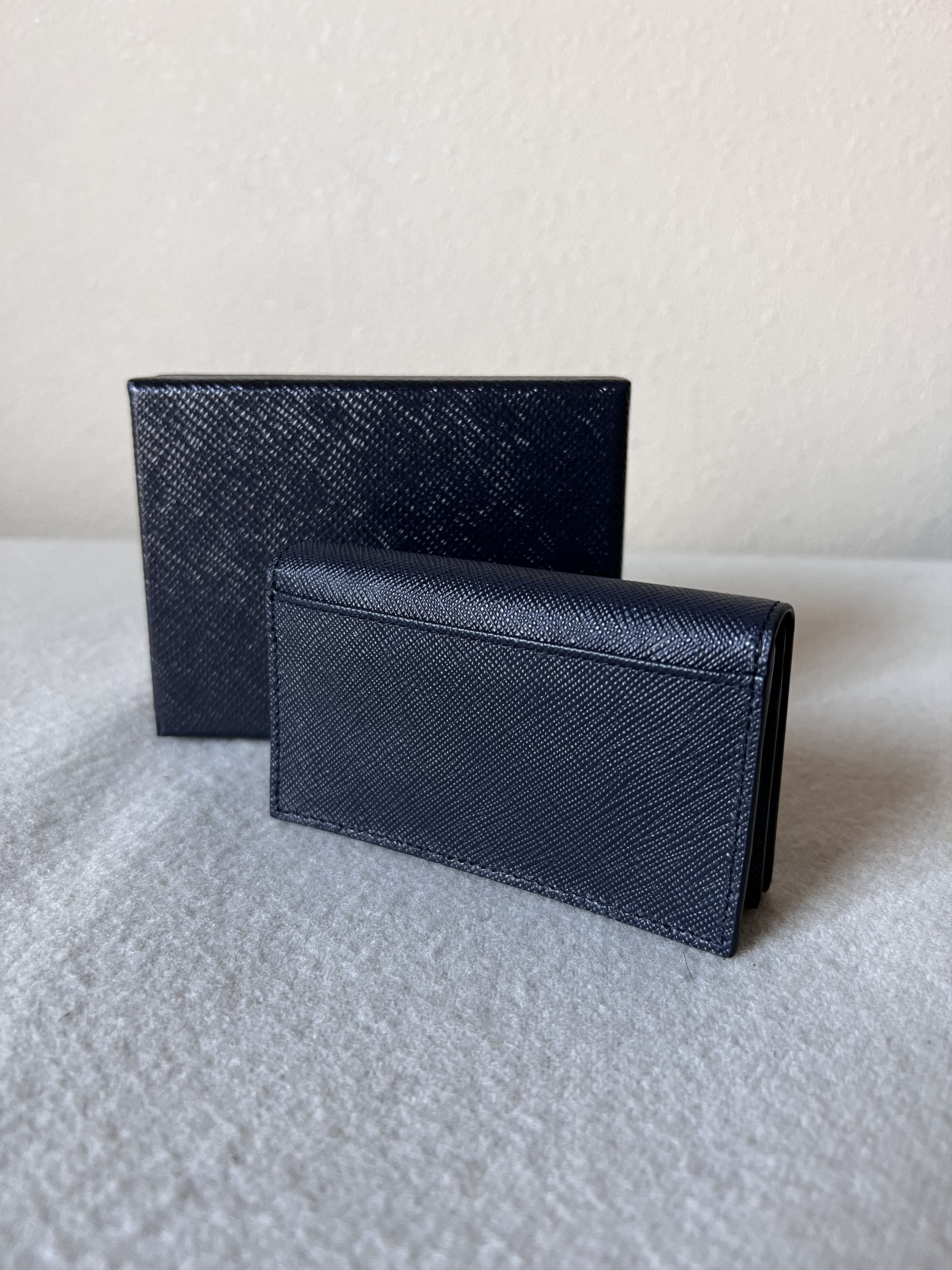 Prada Prada Saffiano Leather Logo Wallet in Black Size ONE SIZE - 2 Thumbnail