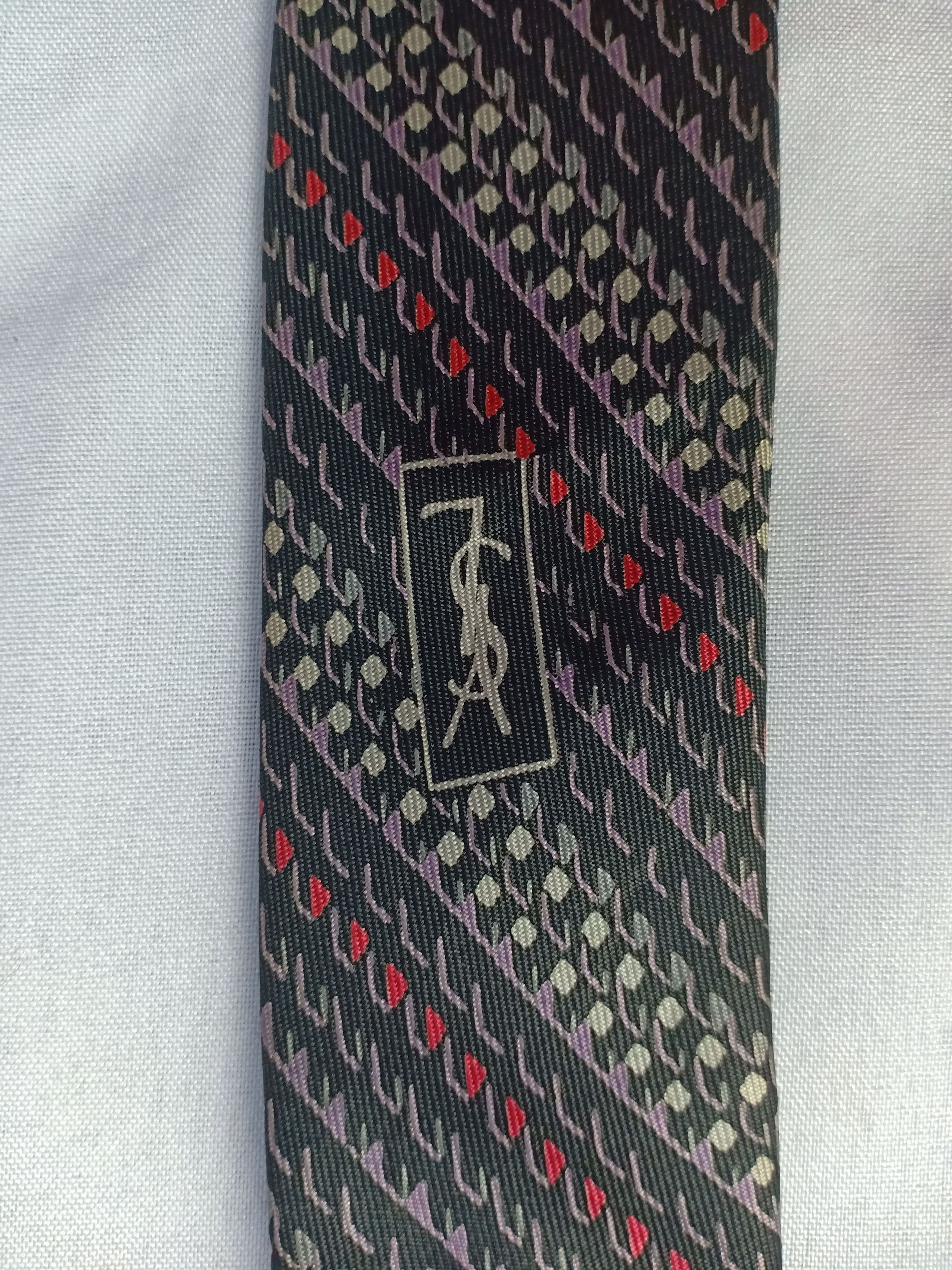 Vintage YSL Neck Tie Art Striped Symmetrical Size ONE SIZE - 3 Thumbnail