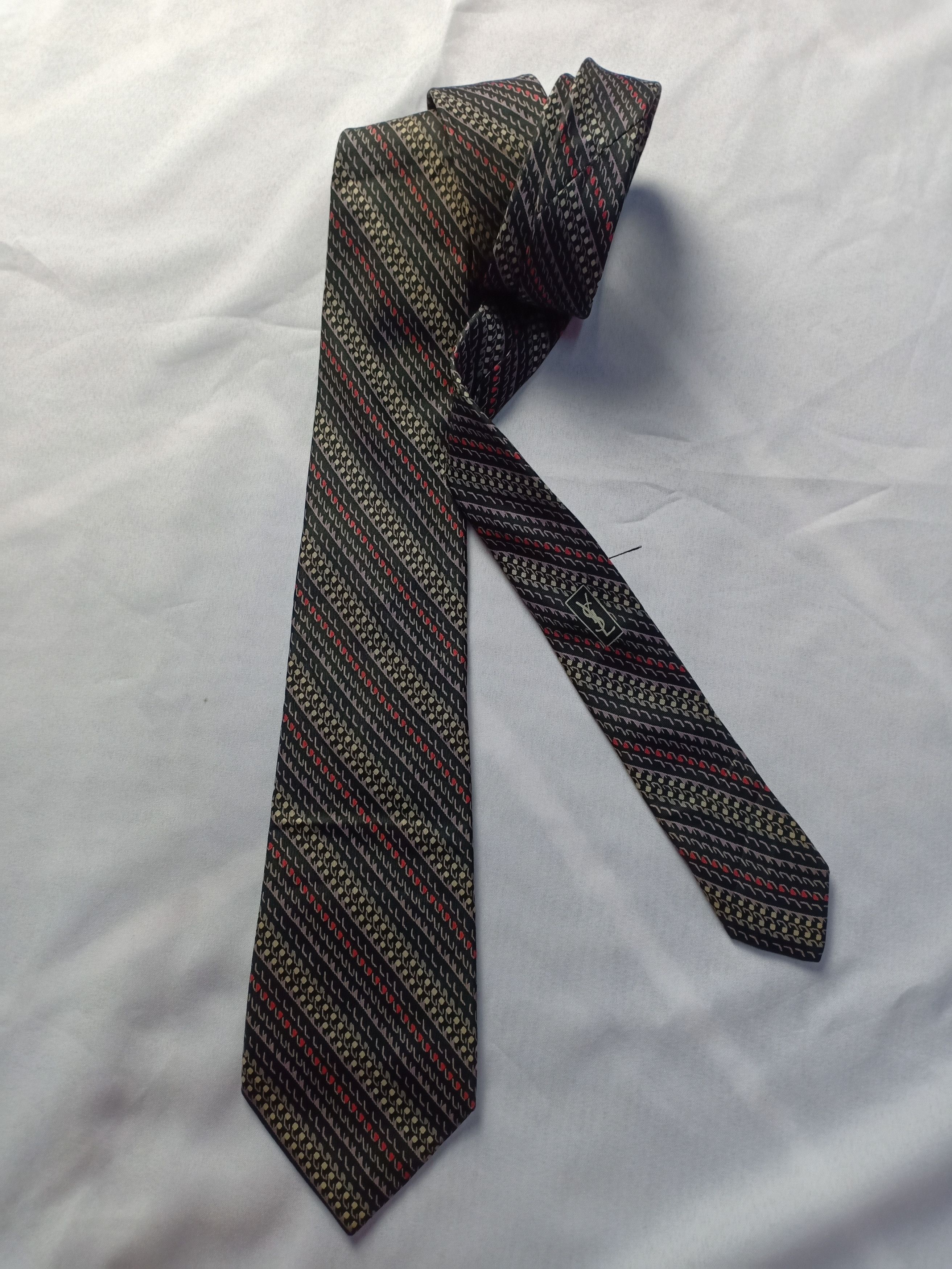 Vintage YSL Neck Tie Art Striped Symmetrical Size ONE SIZE - 1 Thumbnail
