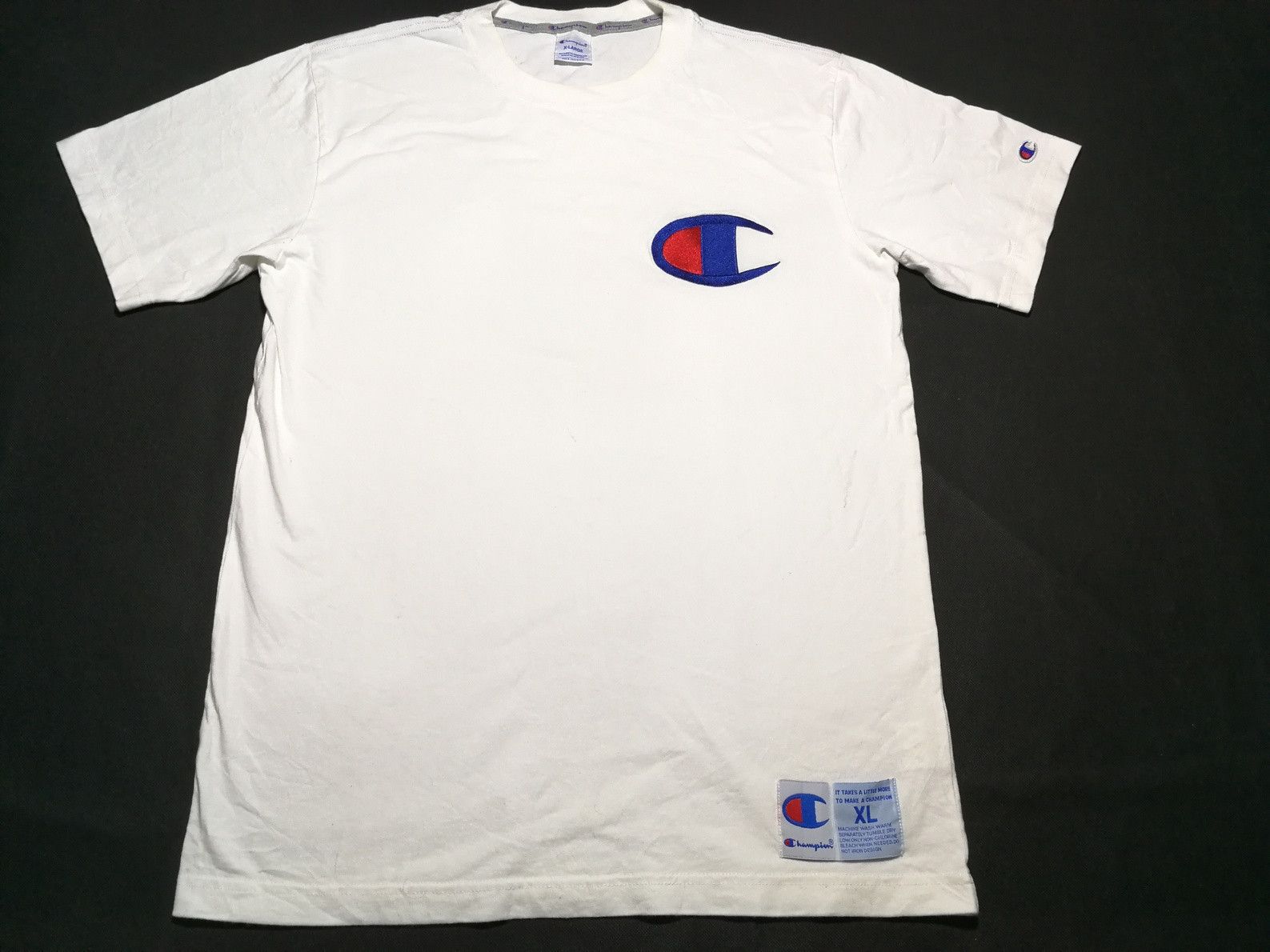 image of Champion American Athletic Team Apparel Tee Big Logo in White, Men's (Size Large)