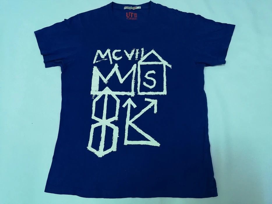 image of Jean Michel Basquiat Art Tee Anniversary 10Th in Blue, Men's (Size Medium)
