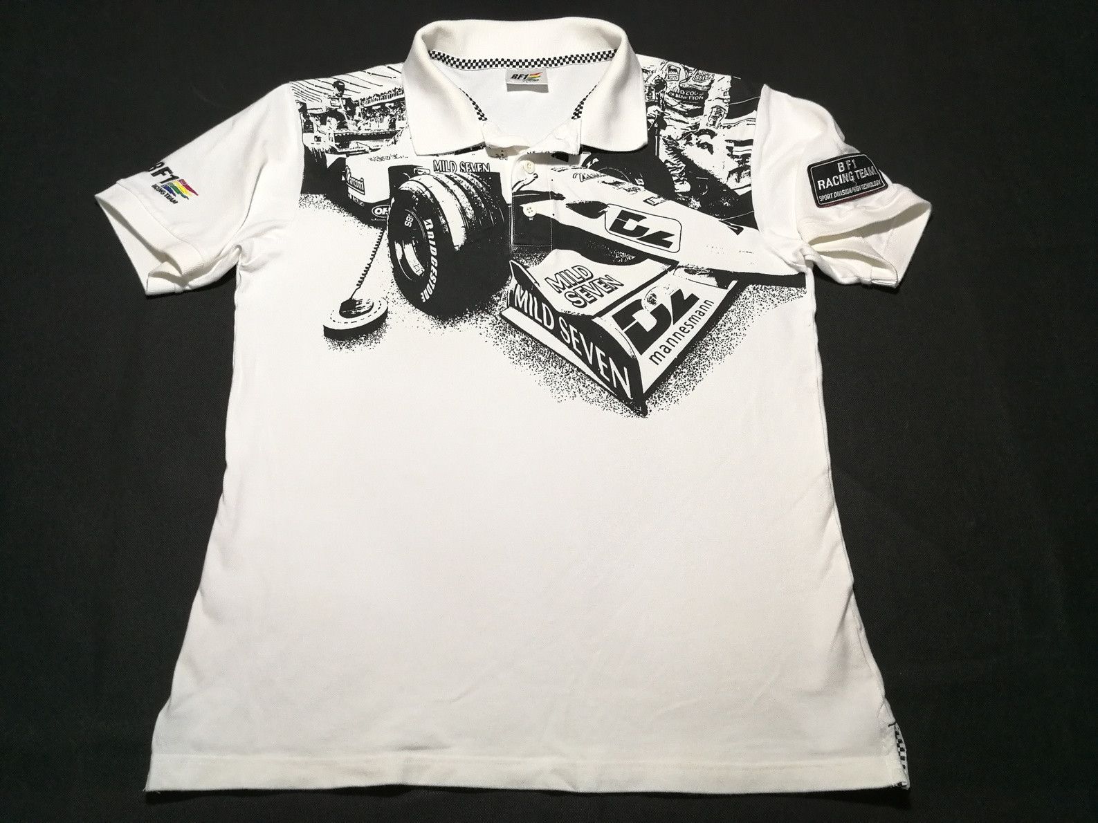 image of Vintage Mild Seven B F1 Racing Team Mannesmann Polo Tee in White, Men's (Size Large)