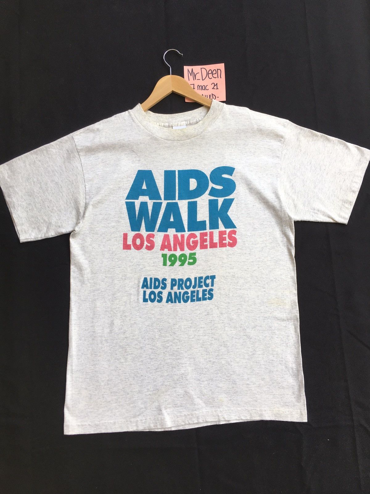 image of Made In USA x Vintage 1995 Los Angeles Aids Walk Promo Single Stitch Tee in Grey, Men's (Size Large
