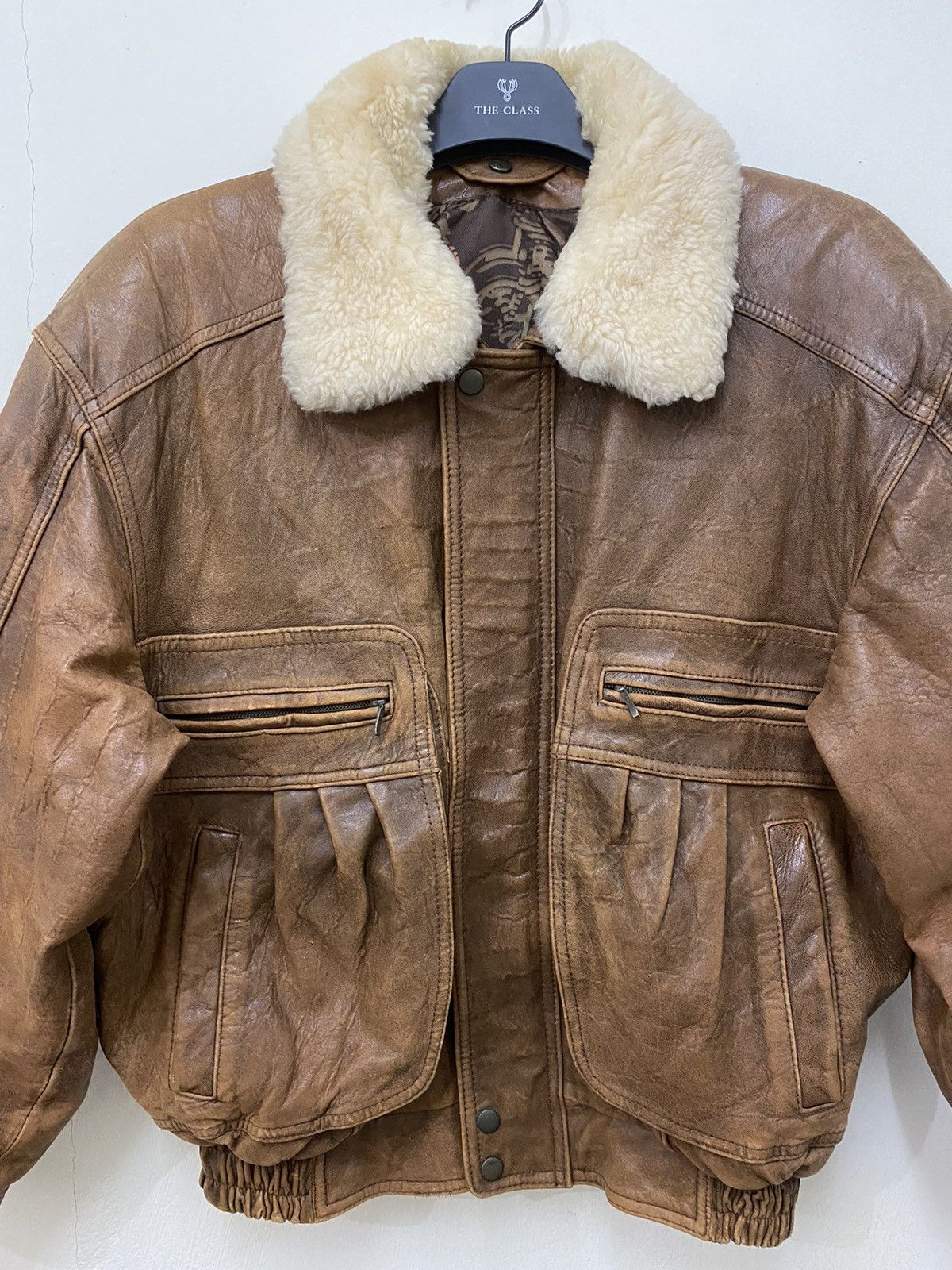 Japanese Brand Vintage 80s Japanese Brand Sherpa Aviator Leather Jacket Size US L / EU 52-54 / 3 - 6 Thumbnail