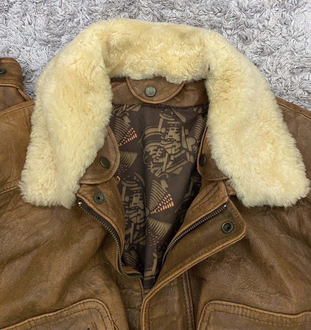 Japanese Brand Vintage 80s Japanese Brand Sherpa Aviator Leather Jacket Size US L / EU 52-54 / 3 - 13 Thumbnail
