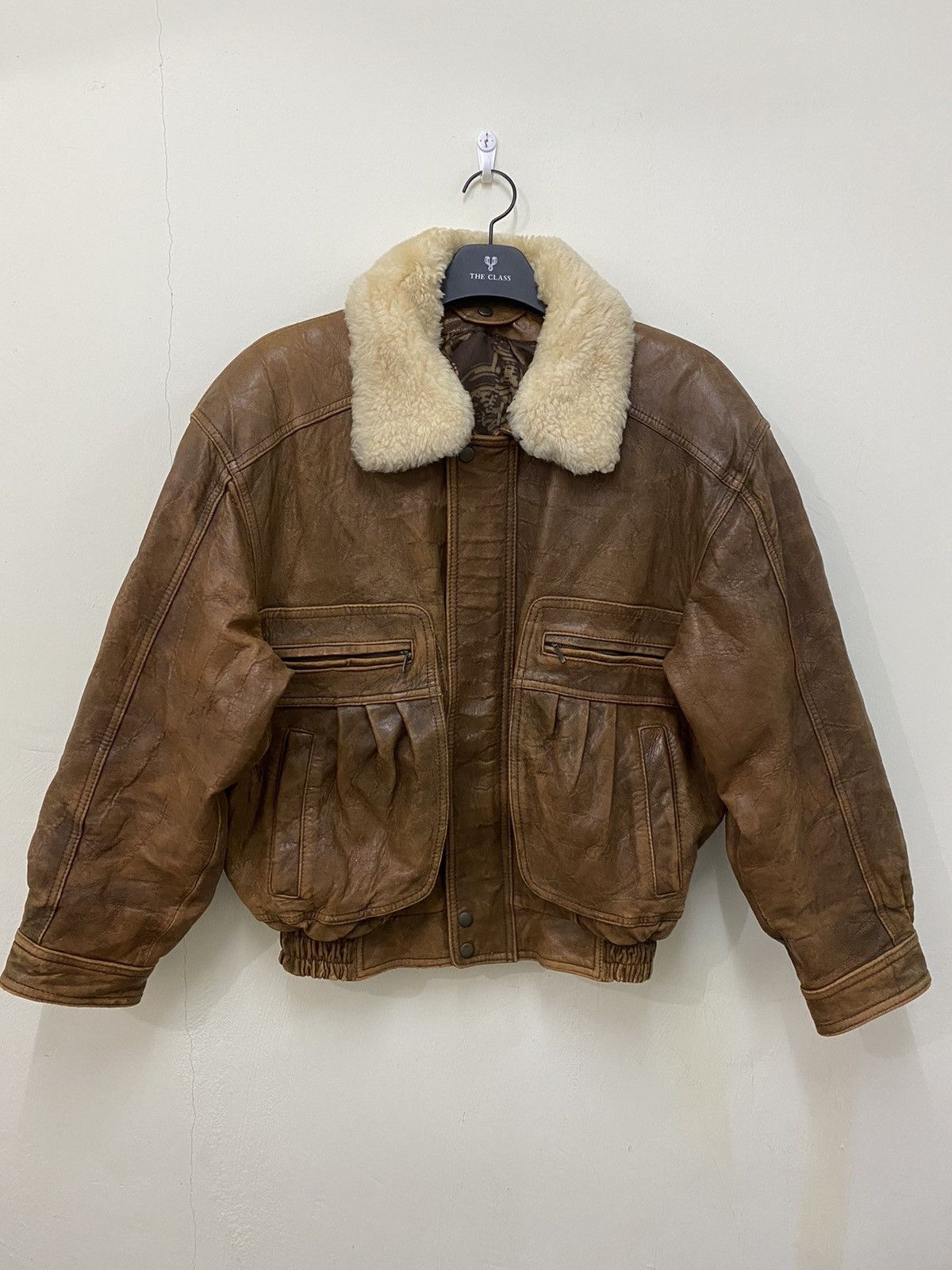 Japanese Brand Vintage 80s Japanese Brand Sherpa Aviator Leather Jacket Size US L / EU 52-54 / 3 - 3 Thumbnail