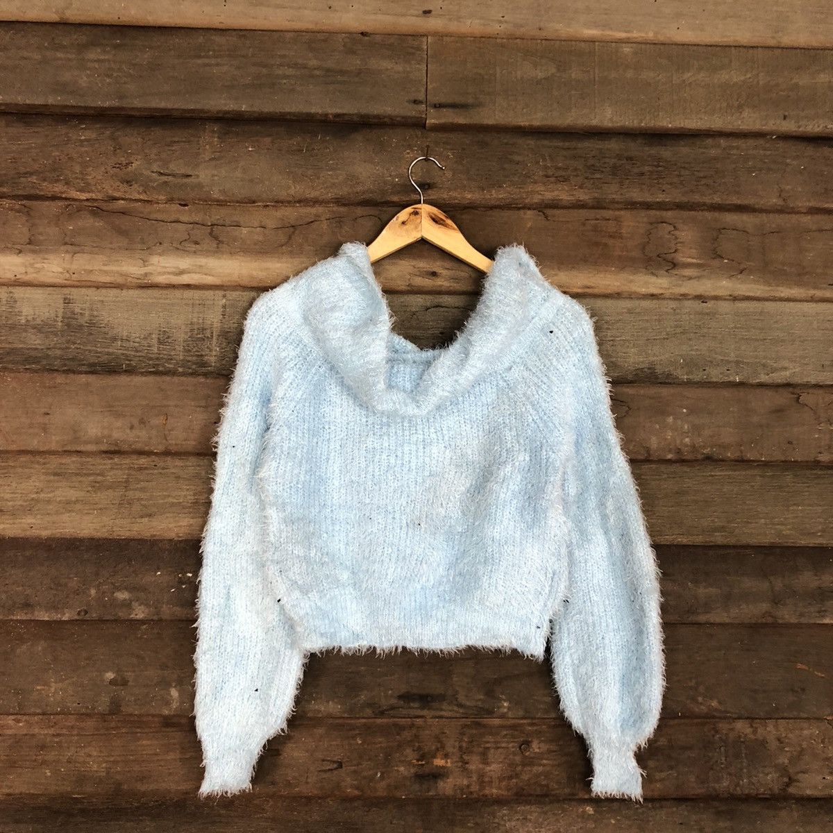 Japanese Brand Japan Blue mohair Shag Shaggy fur fleece Knitwear #c1069 Size S / US 4 / IT 40 - 3 Thumbnail