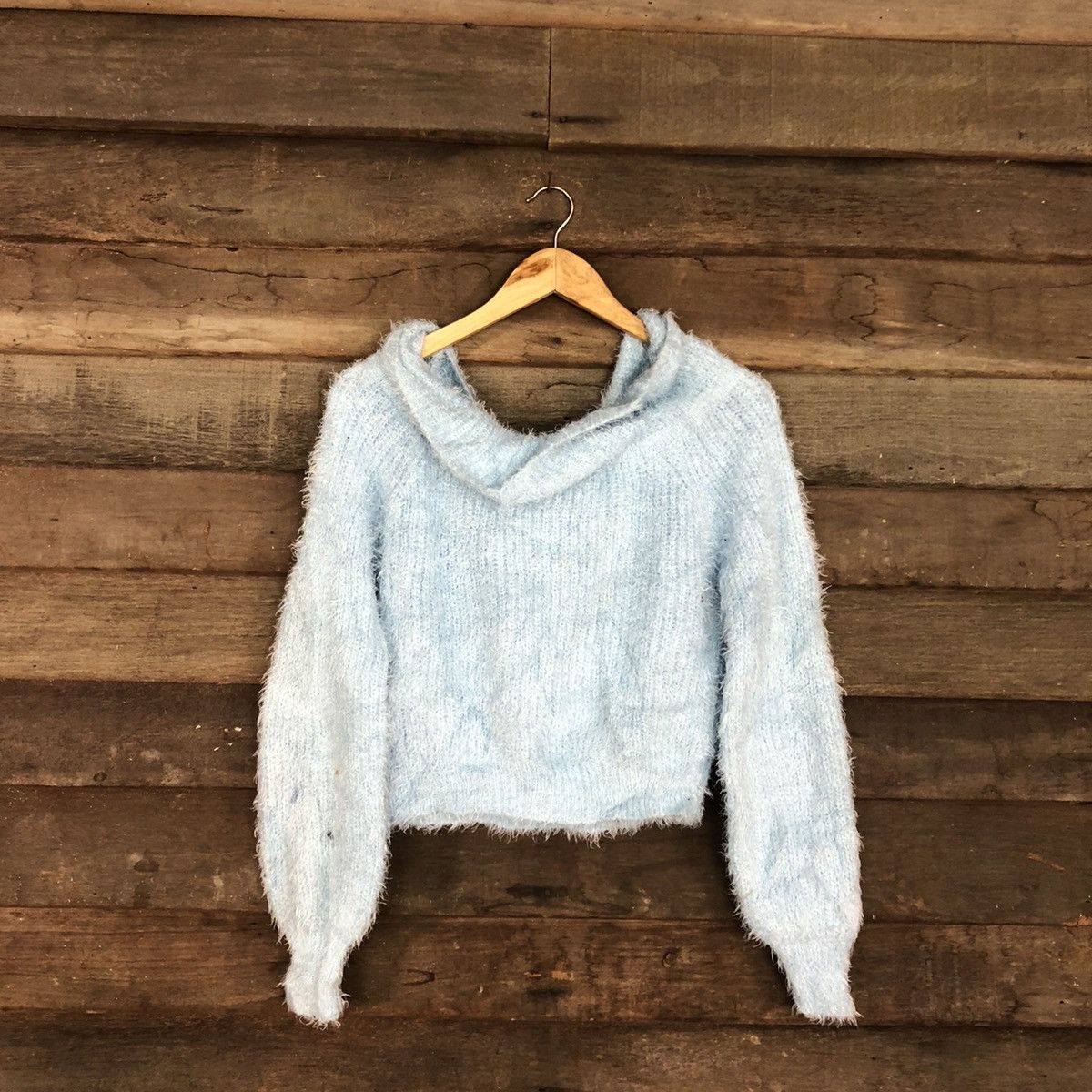 Japanese Brand Japan Blue mohair Shag Shaggy fur fleece Knitwear #c1069 Size S / US 4 / IT 40 - 10 Thumbnail