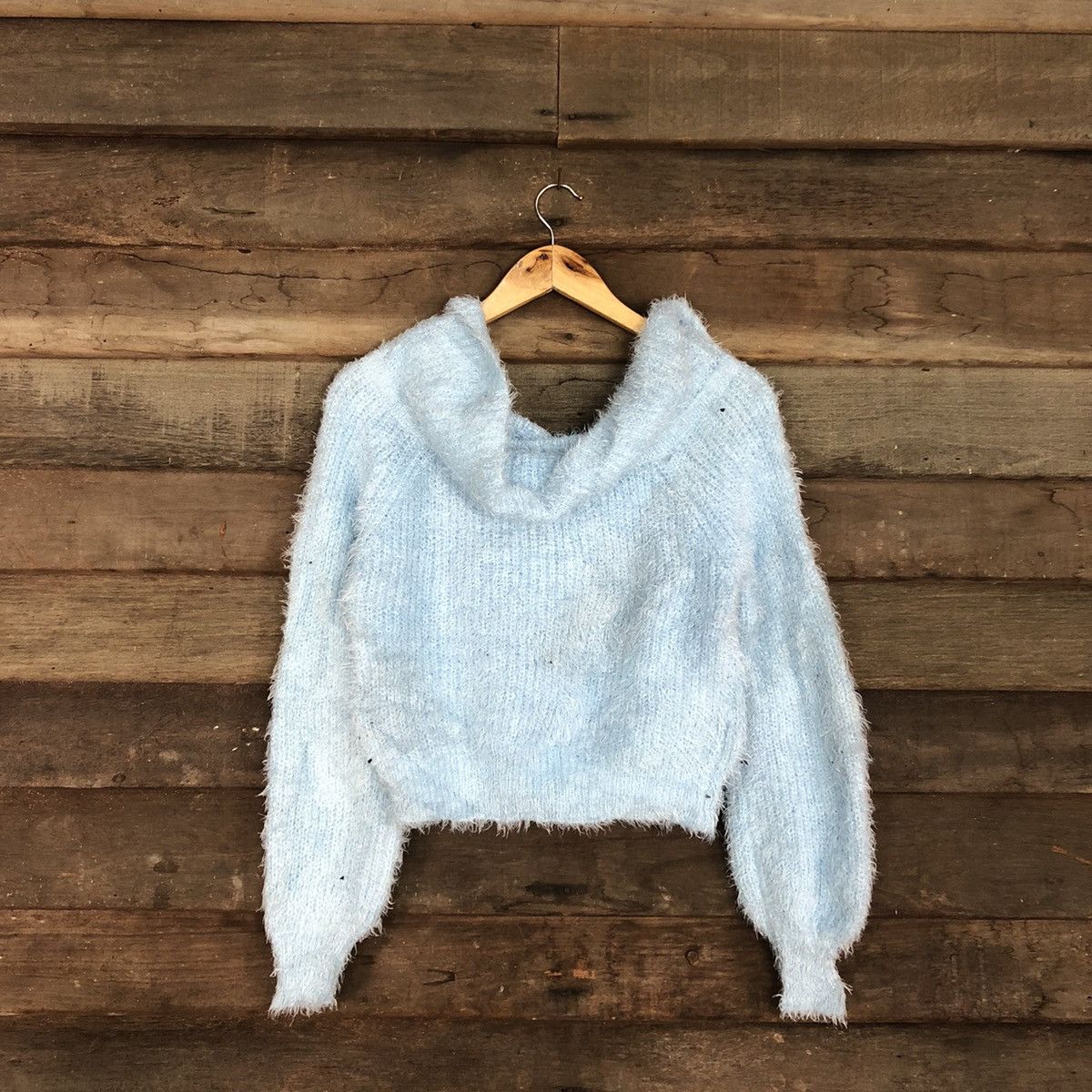 Japanese Brand Japan Blue mohair Shag Shaggy fur fleece Knitwear #c1069 Size S / US 4 / IT 40 - 1 Thumbnail