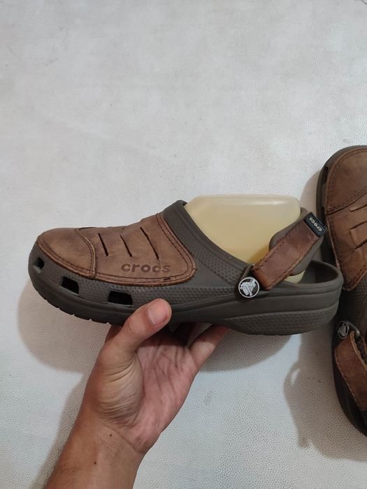 Crocs with leather hot sale tops