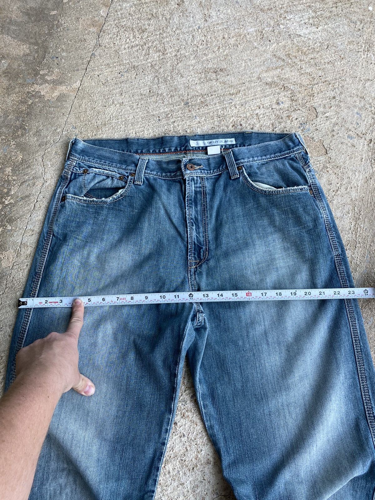 DKNY × Vintage Vintage Y2K Crazy DKNY Baggy Loose Faded Jeans Size US 36 / EU 52 - 13 Thumbnail