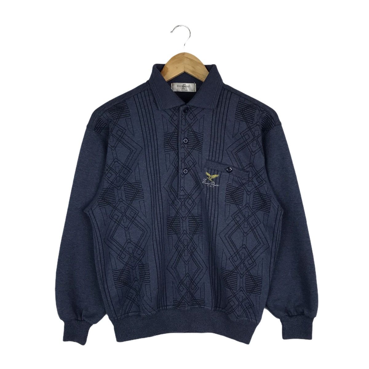 Vintage Vintage 90s Fernand Razzini Italy Collared Sweatshirt Size US S / EU 44-46 / 1 - 1 Thumbnail