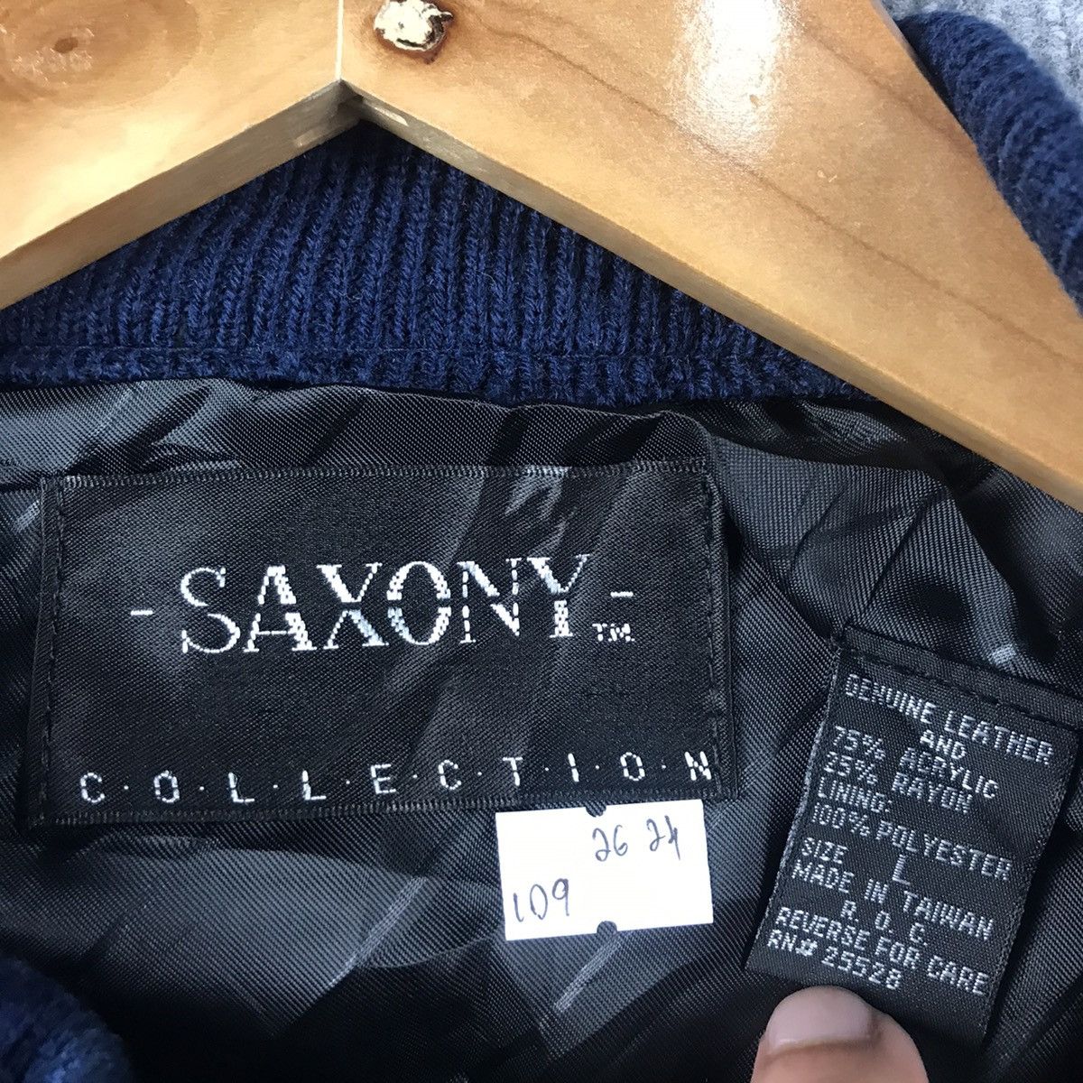 If Six Was Nine × Japanese Brand × Saxony VINTAGE SAXONY LEATHER X KNITWEAR MULTICOLOUR INSPIRED COOGI Size US L / EU 52-54 / 3 - 7 Thumbnail