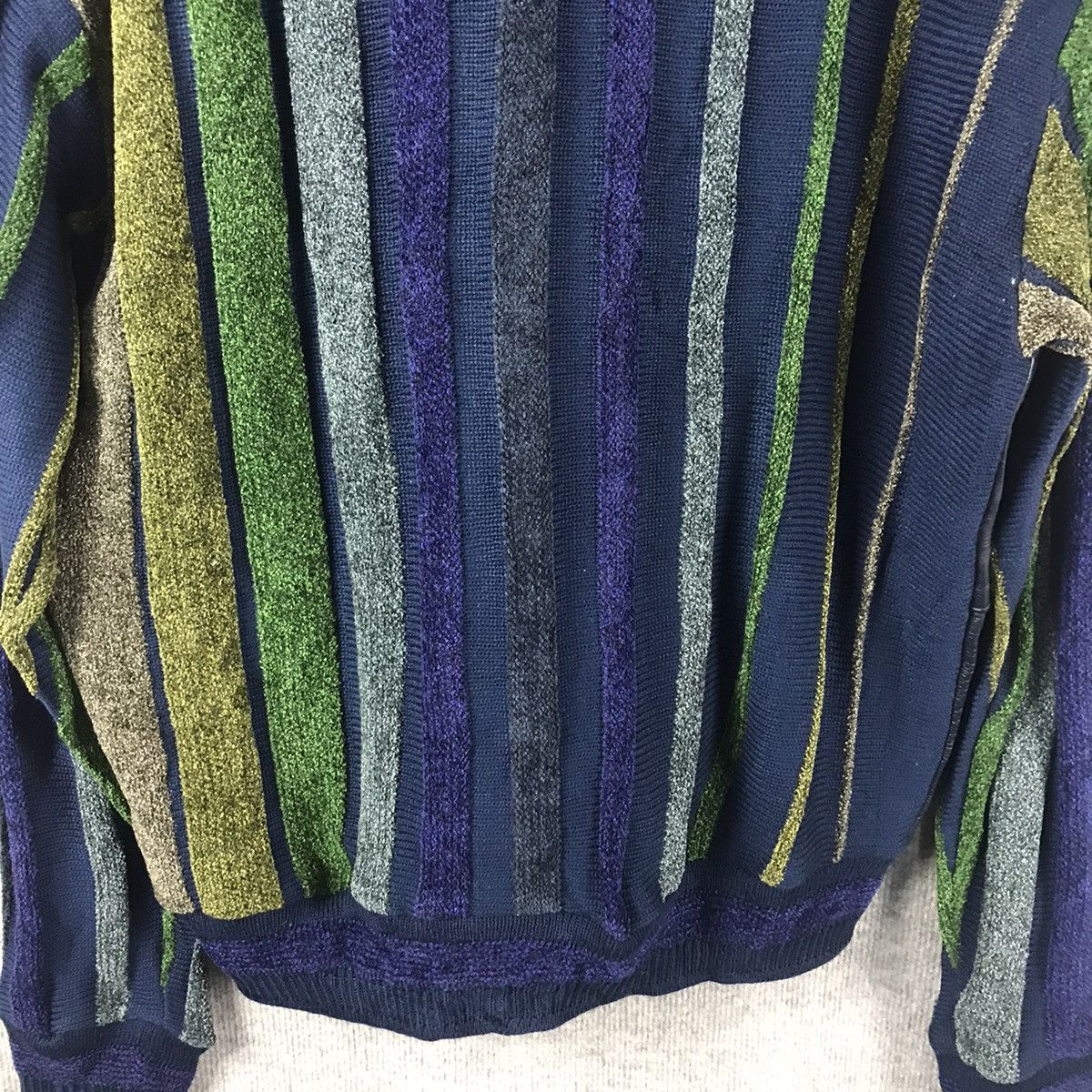 If Six Was Nine × Japanese Brand × Saxony VINTAGE SAXONY LEATHER X KNITWEAR MULTICOLOUR INSPIRED COOGI Size US L / EU 52-54 / 3 - 6 Thumbnail