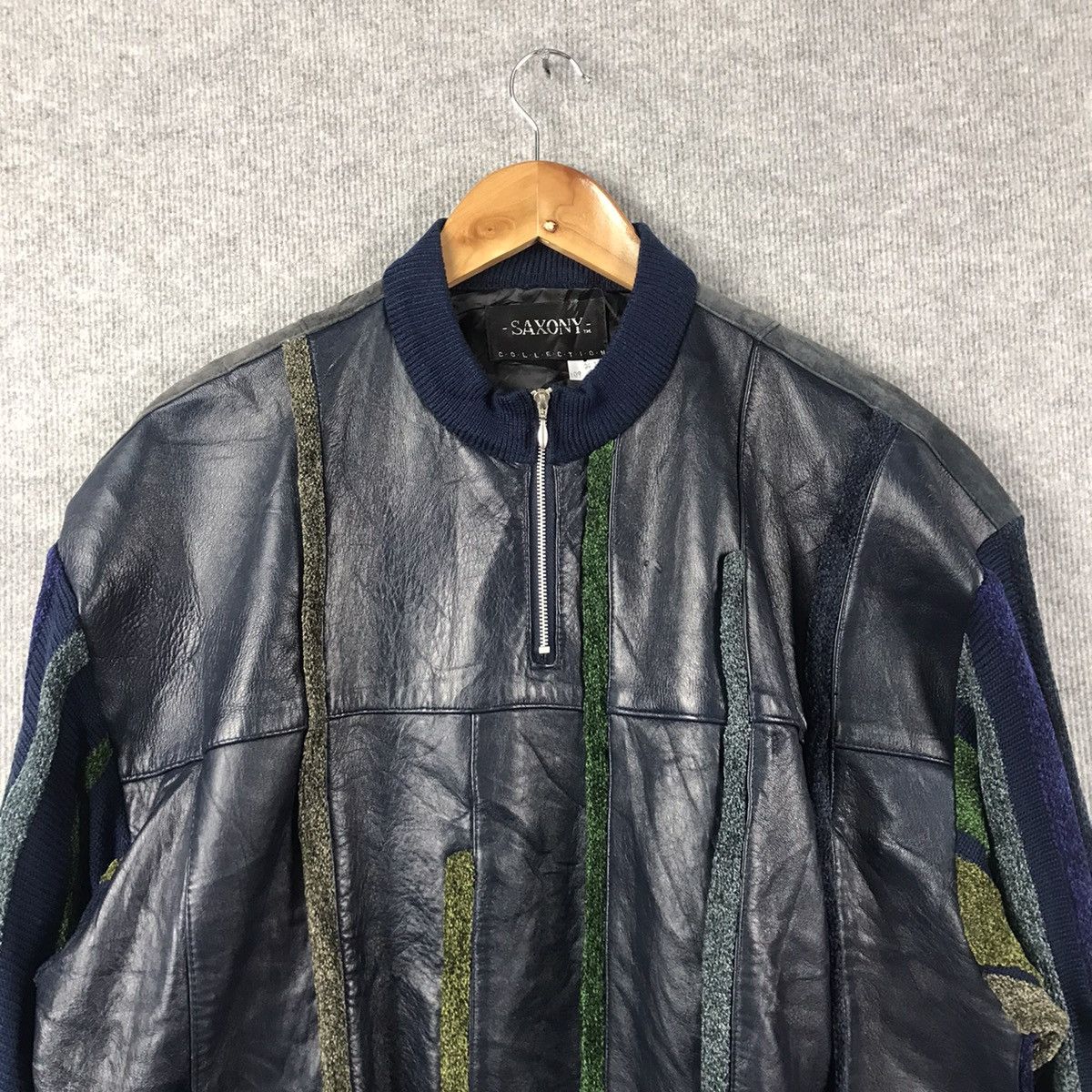 If Six Was Nine × Japanese Brand × Saxony VINTAGE SAXONY LEATHER X KNITWEAR MULTICOLOUR INSPIRED COOGI Size US L / EU 52-54 / 3 - 2 Thumbnail