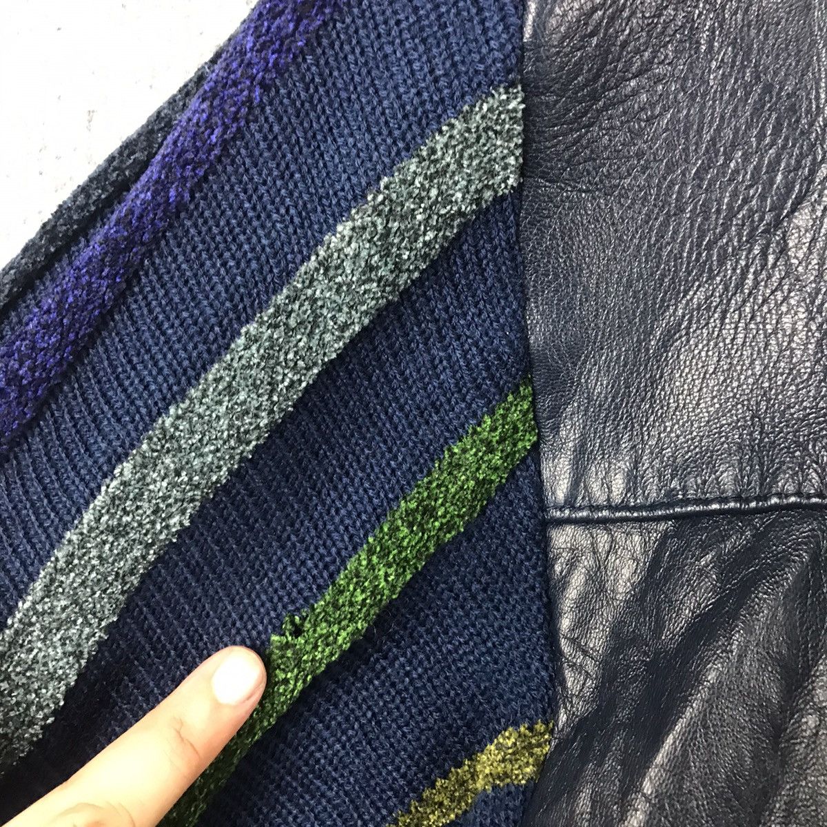 If Six Was Nine × Japanese Brand × Saxony VINTAGE SAXONY LEATHER X KNITWEAR MULTICOLOUR INSPIRED COOGI Size US L / EU 52-54 / 3 - 8 Thumbnail